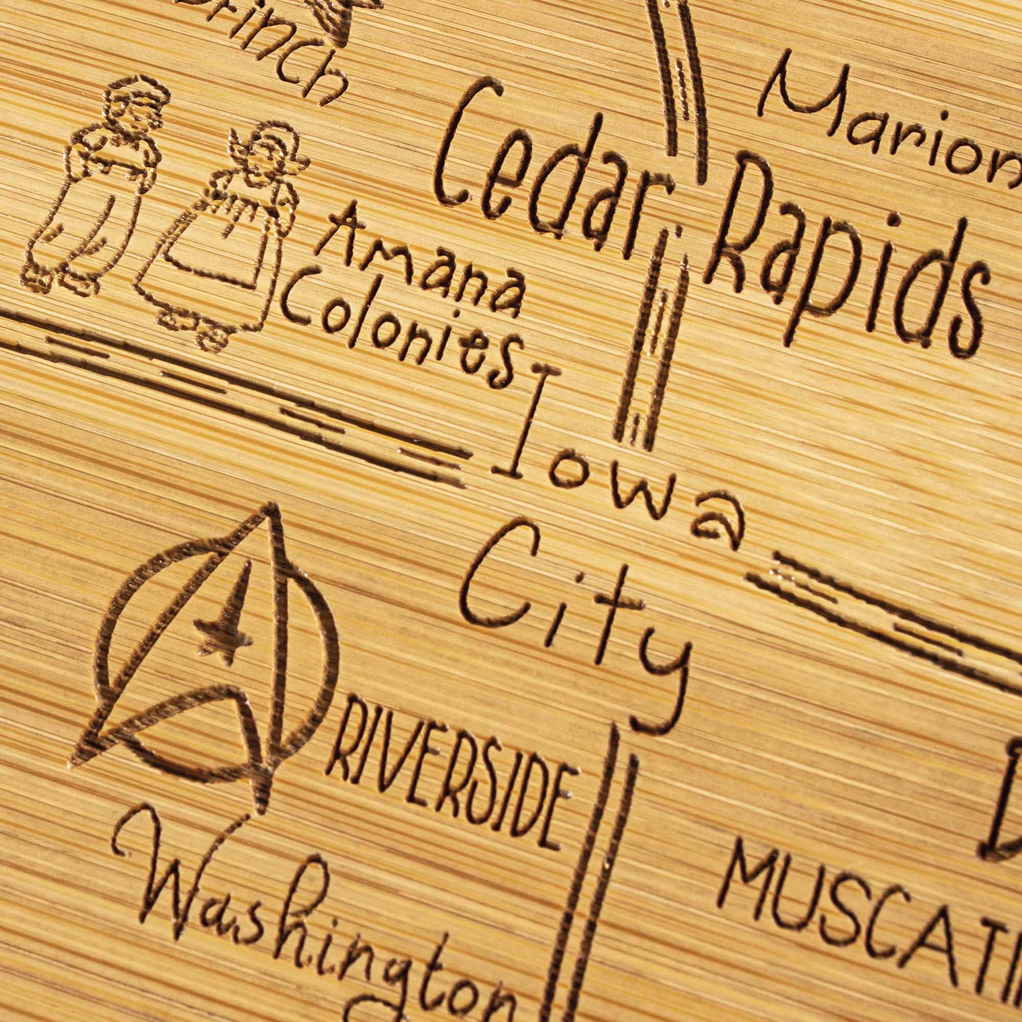 Destination Iowa Cutting Board, 15-1/2" x 10-1/4"