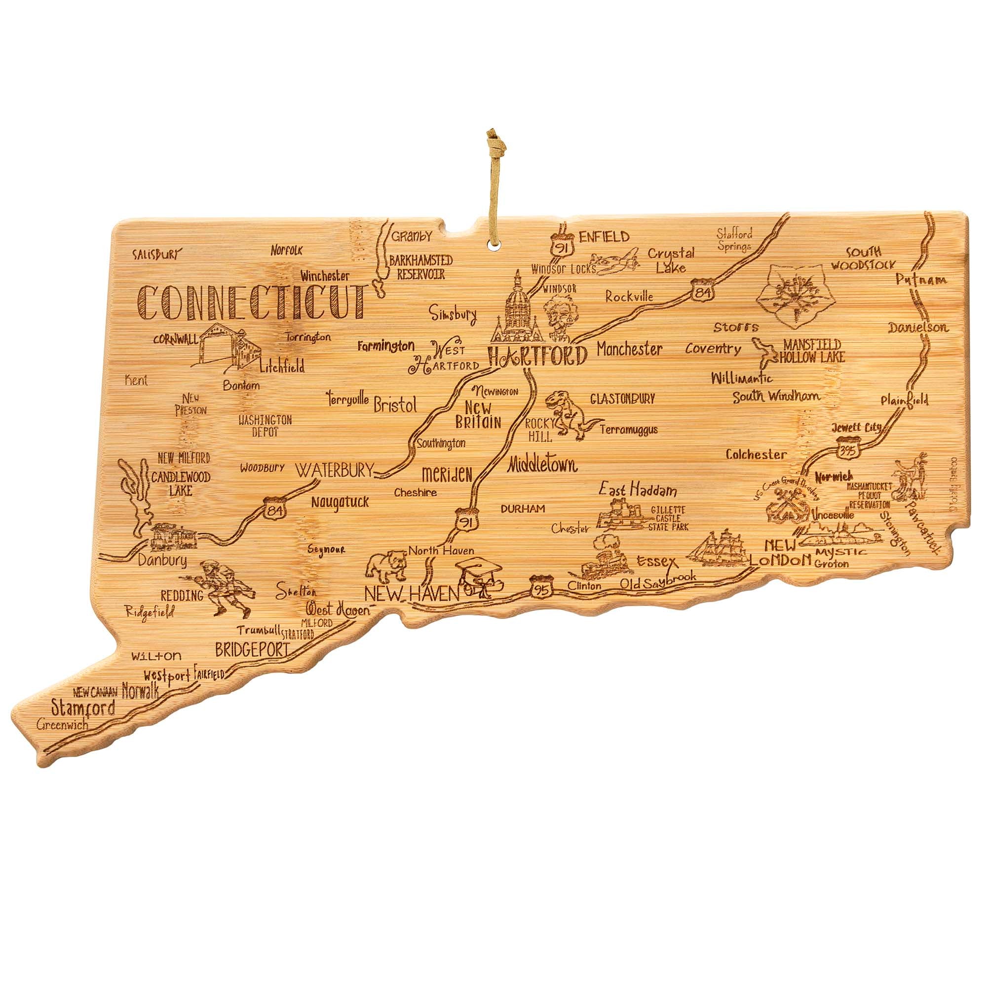 Destination Connecticut Cutting Board, 16-1/2" x 9-1/2"