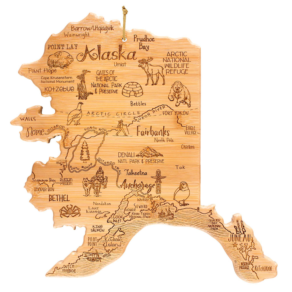 Destination Alaska Cutting Board, 13-3/8" x 13-1/2"