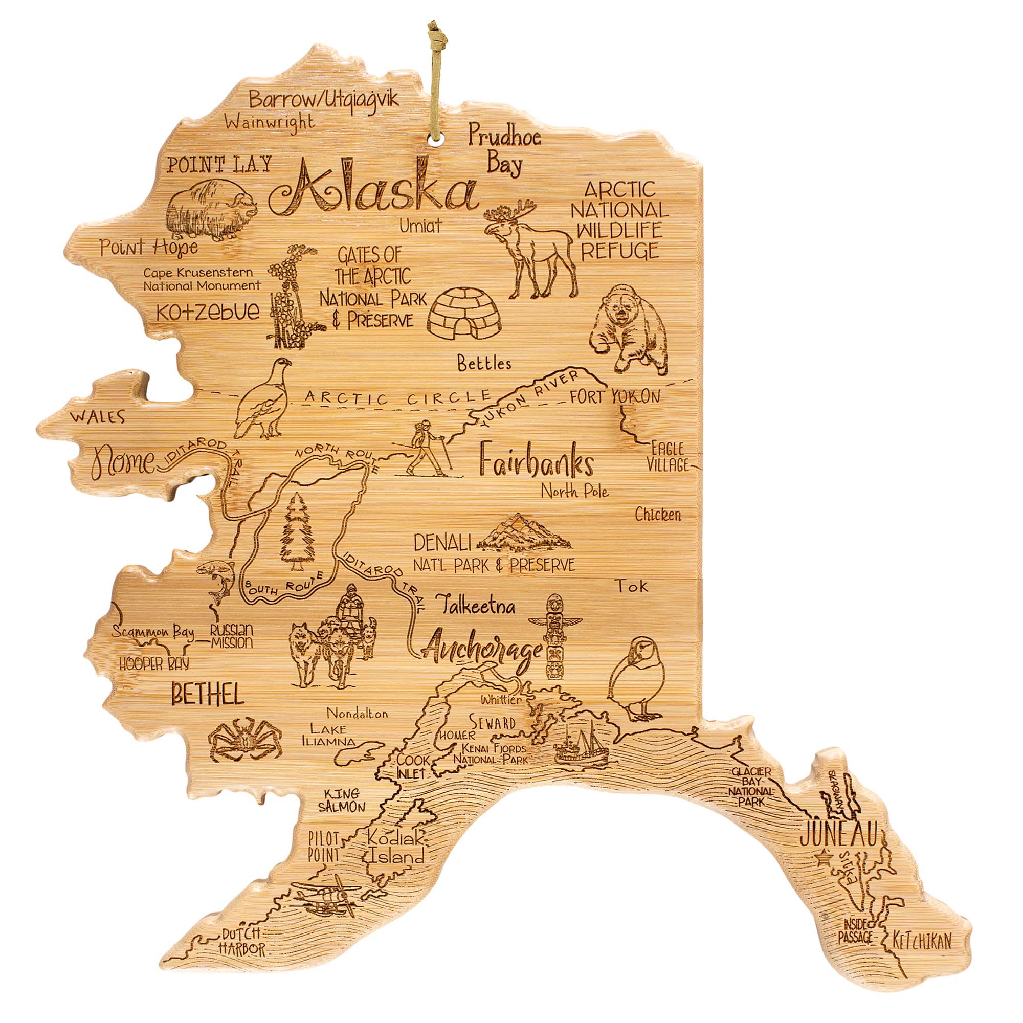 Destination Alaska Cutting Board, 13-3/8" x 13-1/2"