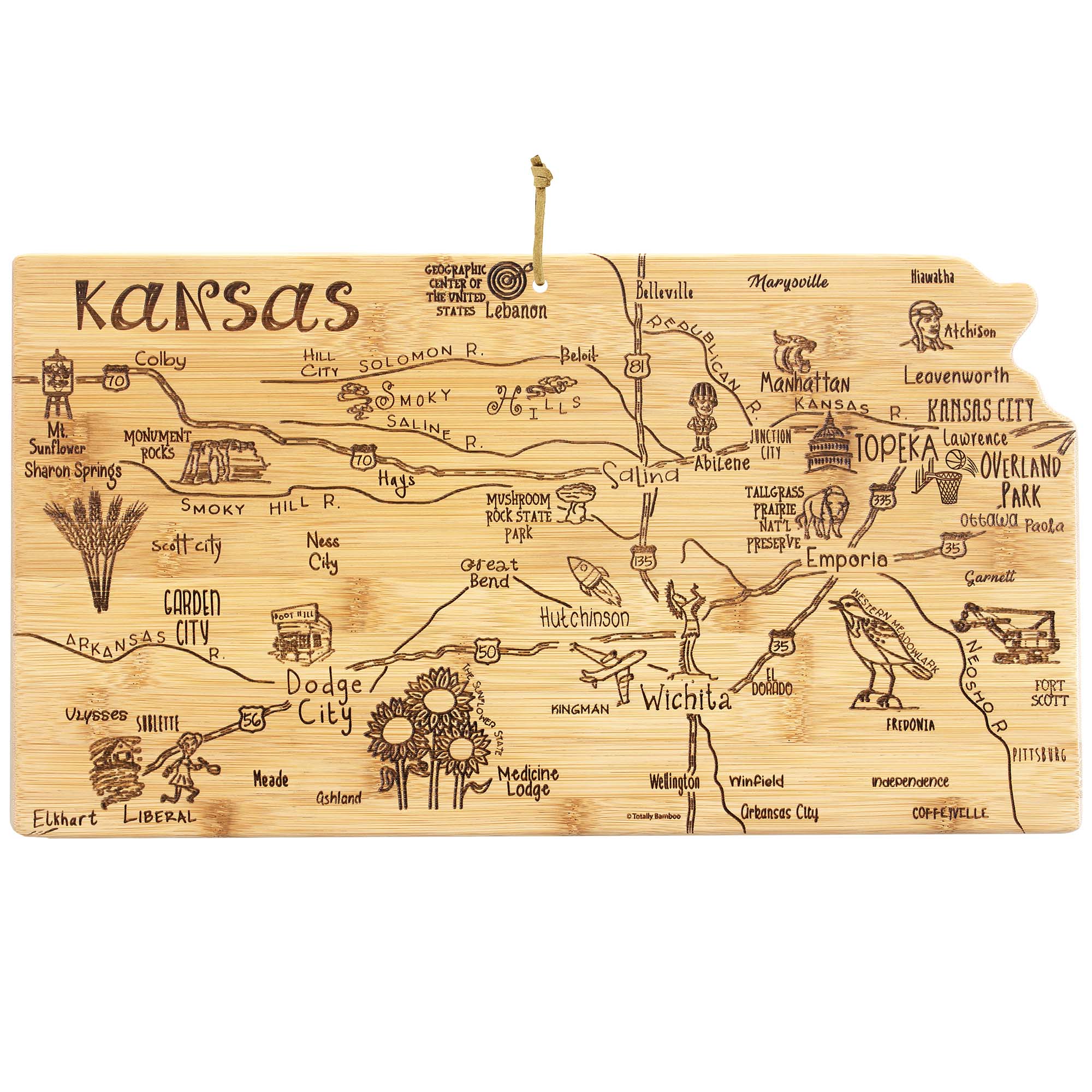 Destination Kansas Cutting Board, 16-3/4" x 9-1/4"