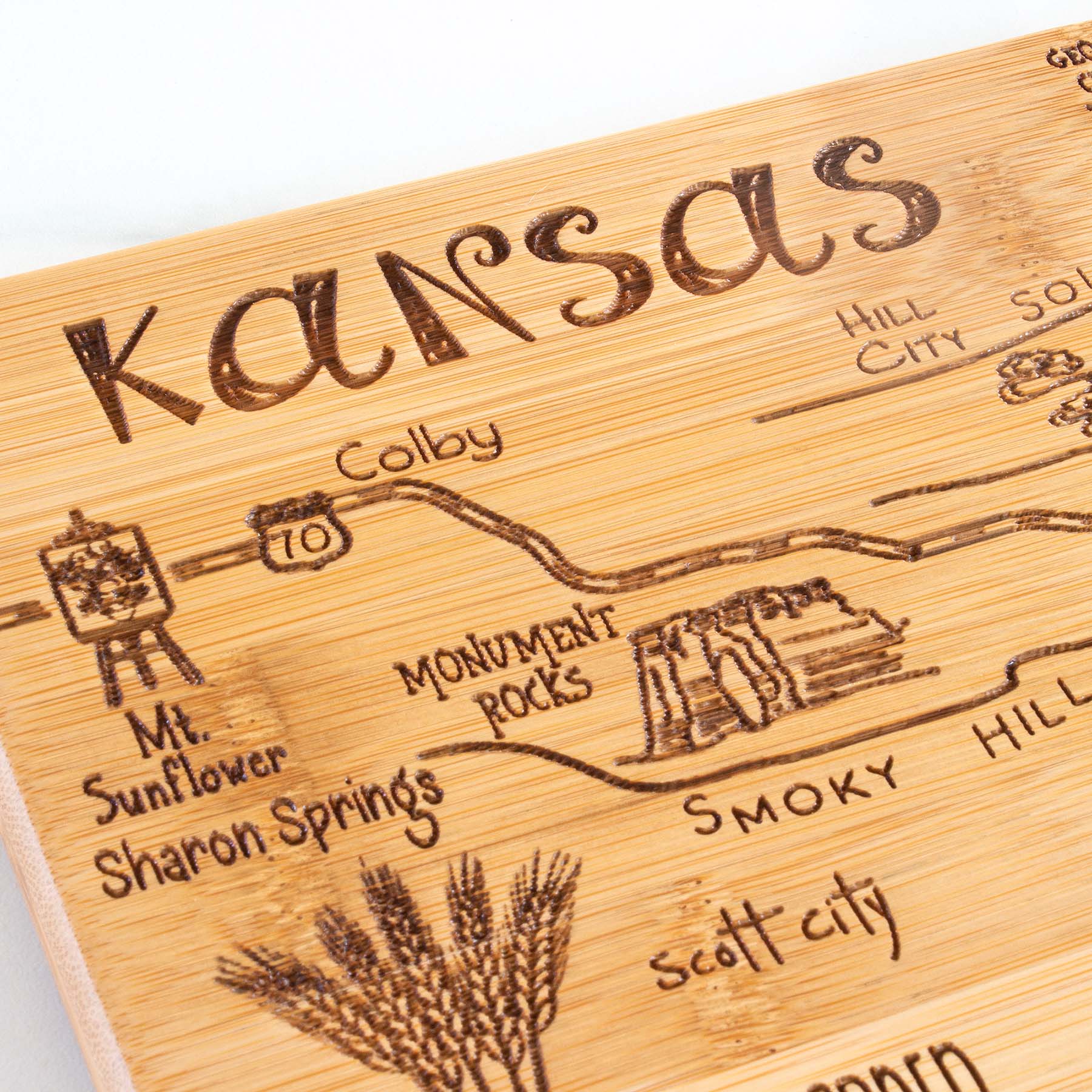 Destination Kansas Cutting Board, 16-3/4" x 9-1/4"