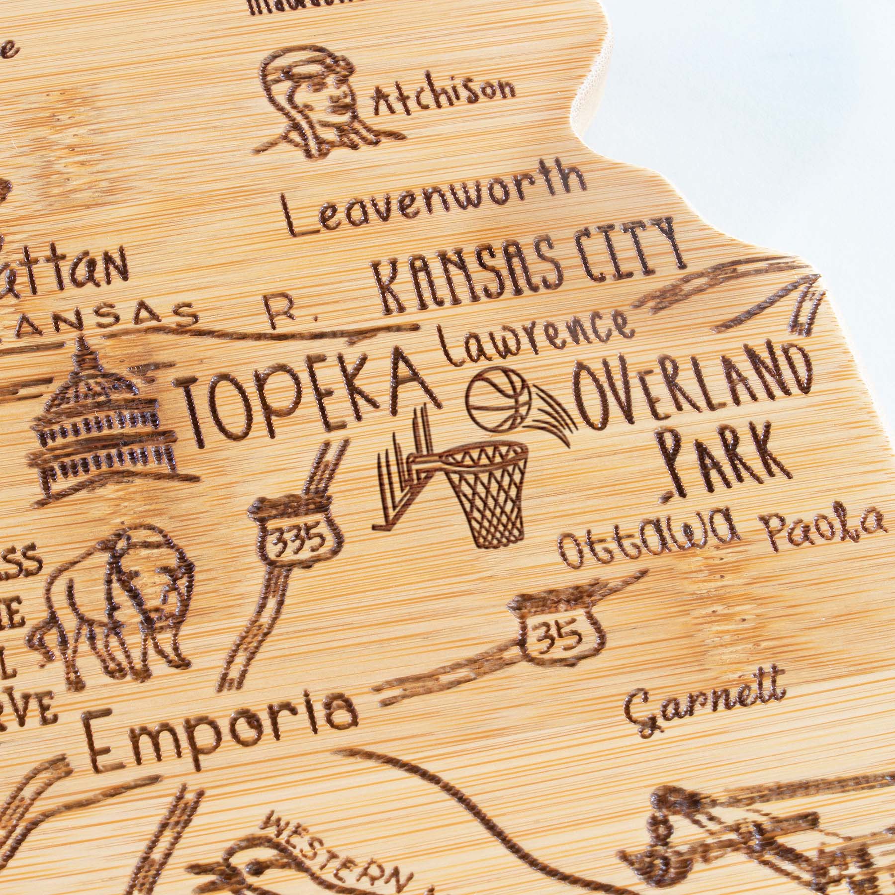 Destination Kansas Cutting Board, 16-3/4" x 9-1/4"