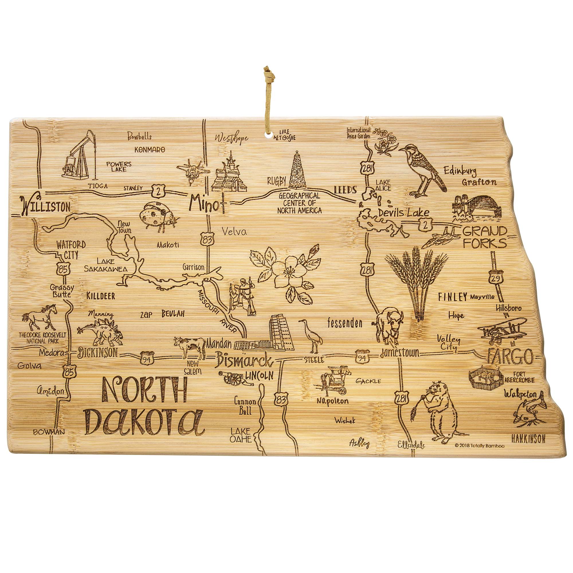 Destination North Dakota Cutting Board, 9-3/4" x 16"