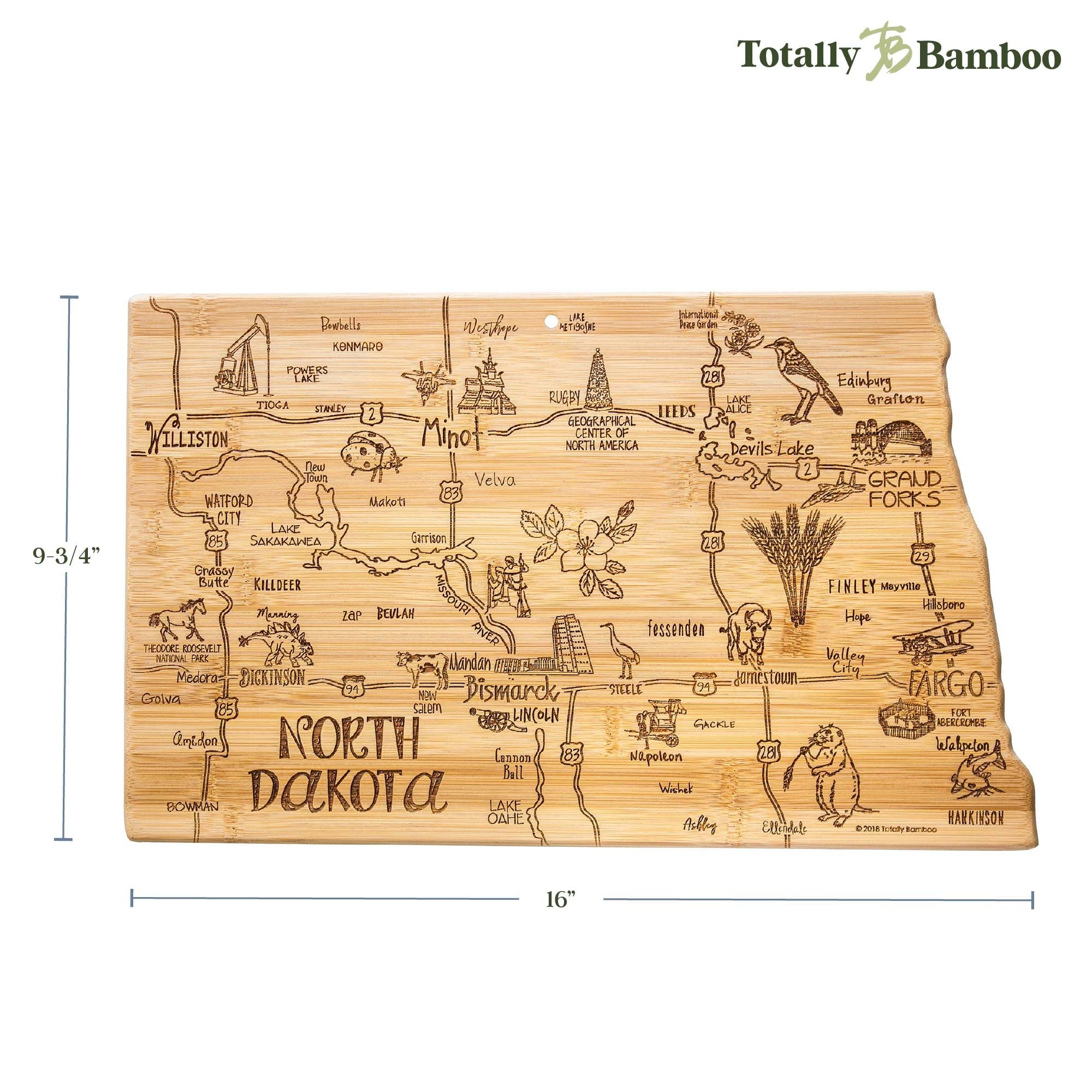 Destination North Dakota Cutting Board, 9-3/4" x 16"