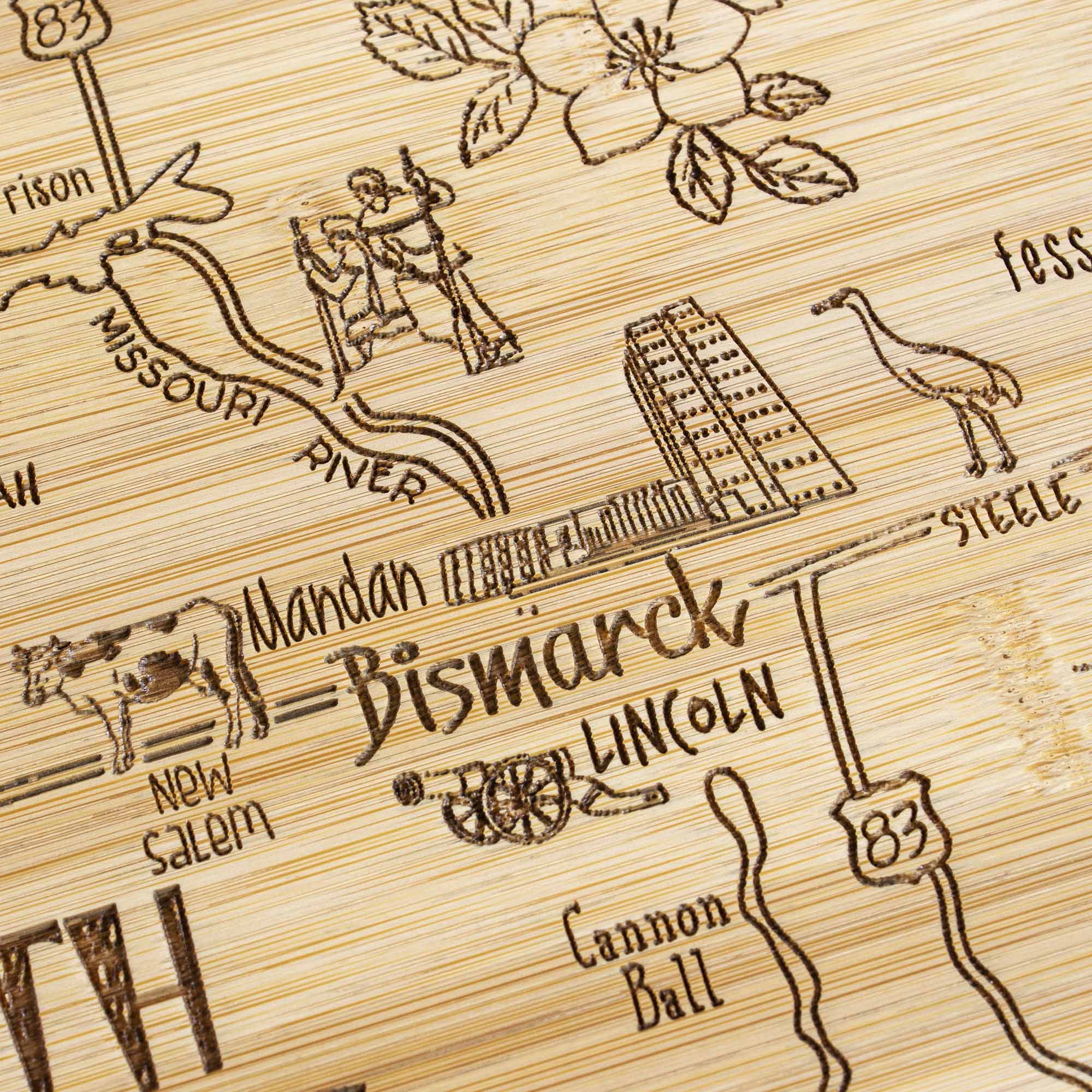 Destination North Dakota Cutting Board, 9-3/4" x 16"