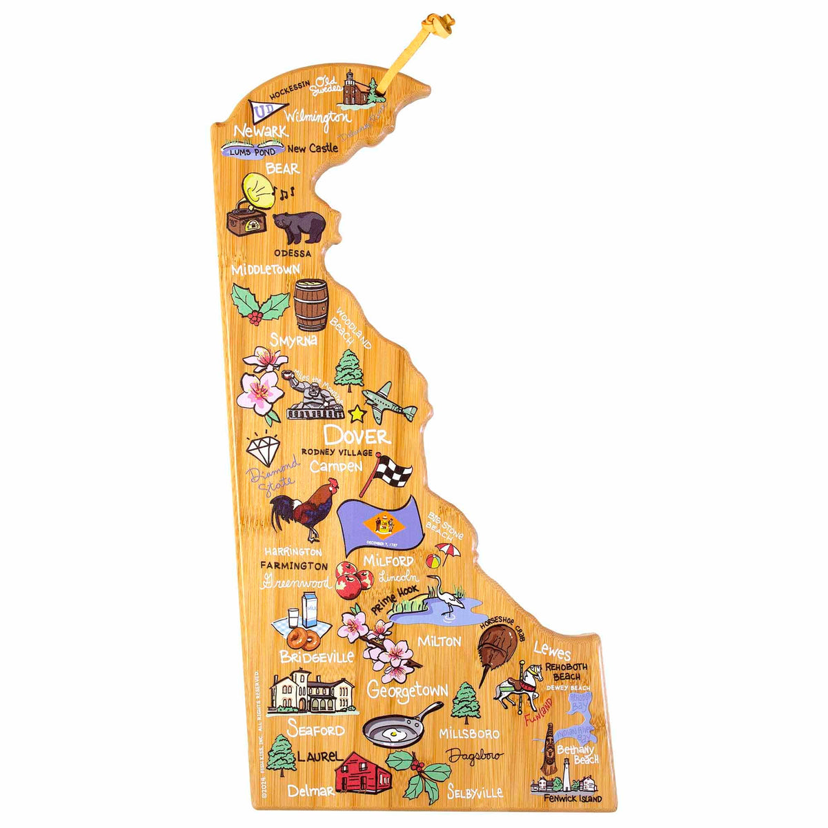 Delaware Cutting Board with Artwork by Fish Kiss™