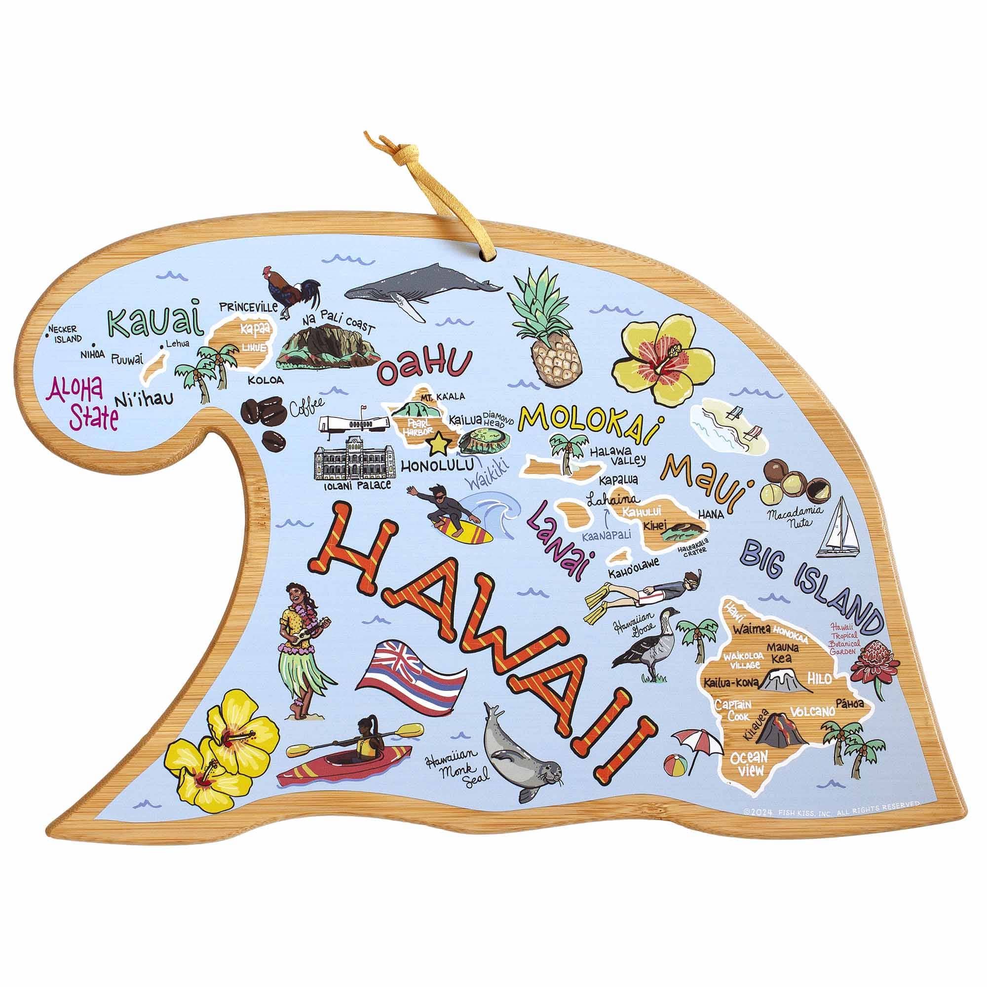 Hawaiian Islands Cutting Board with Artwork by Fish Kiss™