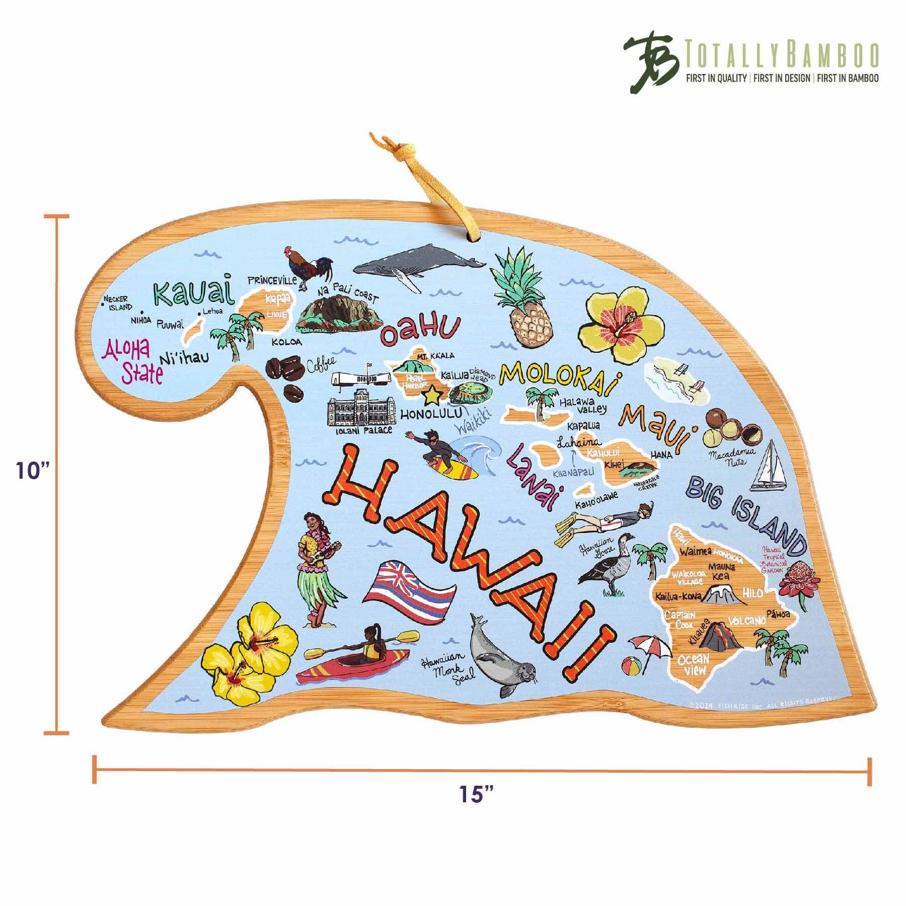 Hawaiian Islands Cutting Board with Artwork by Fish Kiss™