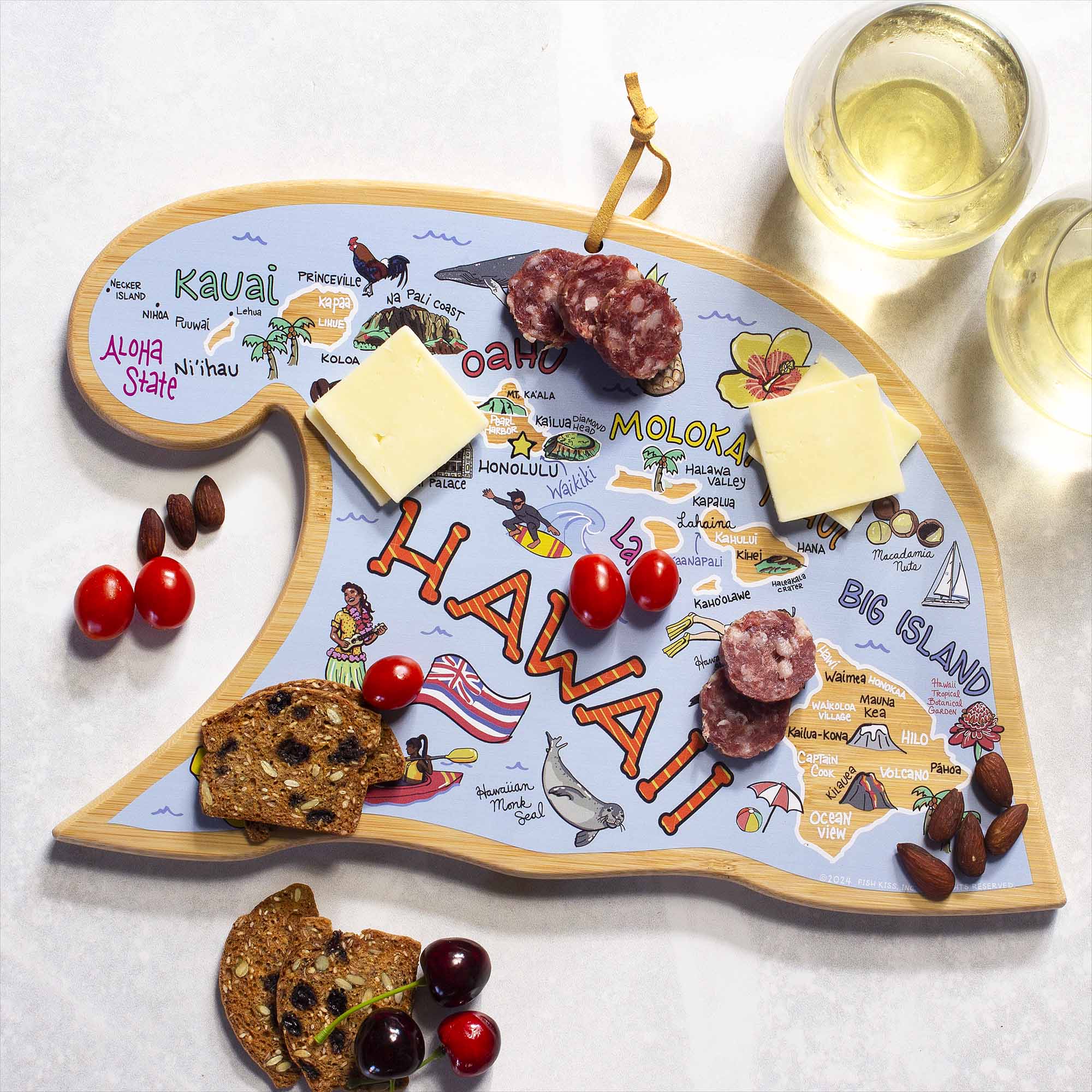 Hawaiian Islands Cutting Board with Artwork by Fish Kiss™