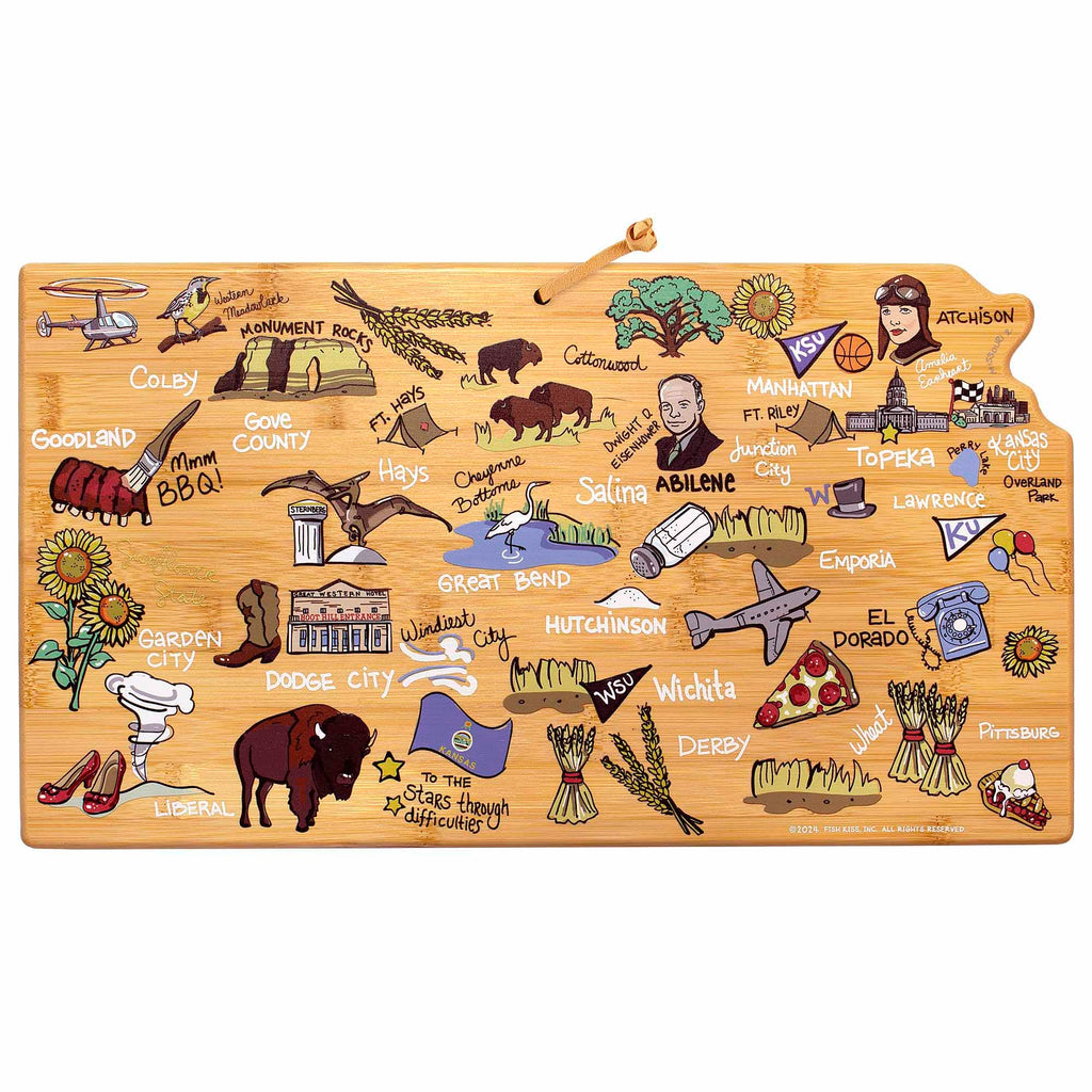 Kansas Cutting Board with Artwork by Fish Kiss™