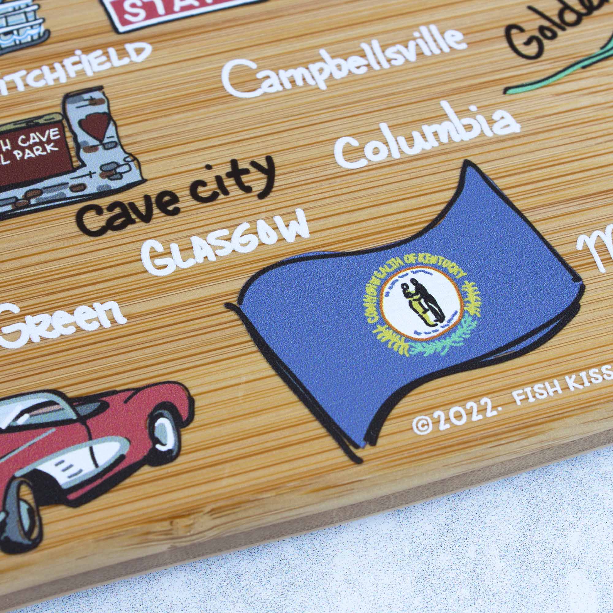 Kentucky Cutting Board with Artwork by Fish Kiss™