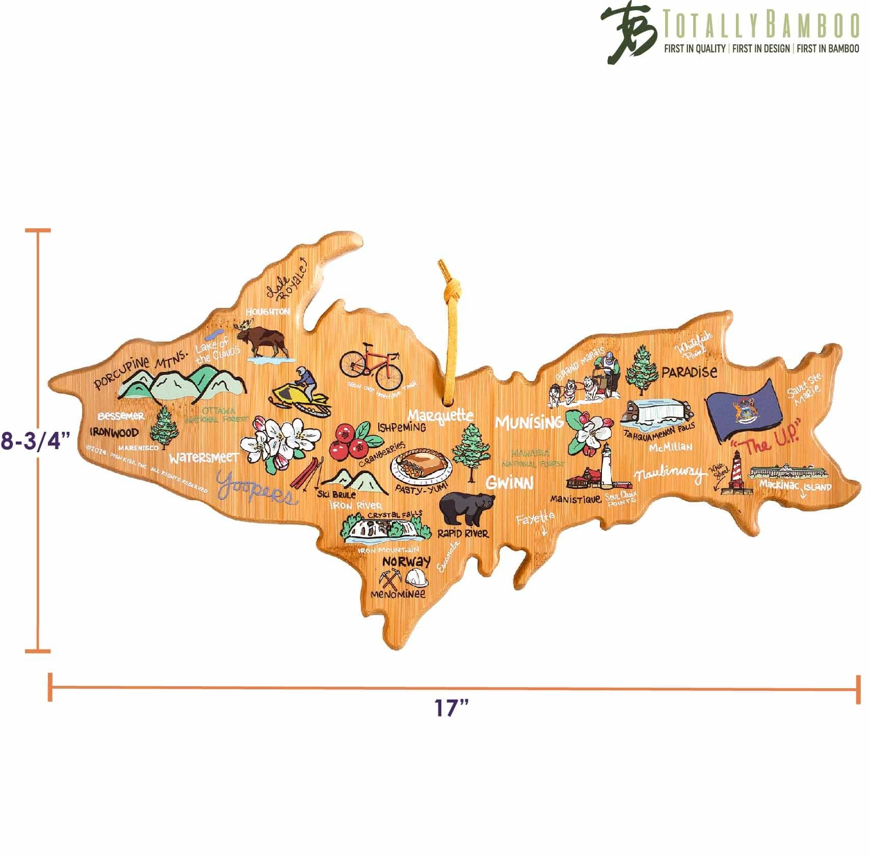 Michigan Upper Peninsula Cutting Board with Artwork by Fish Kiss™