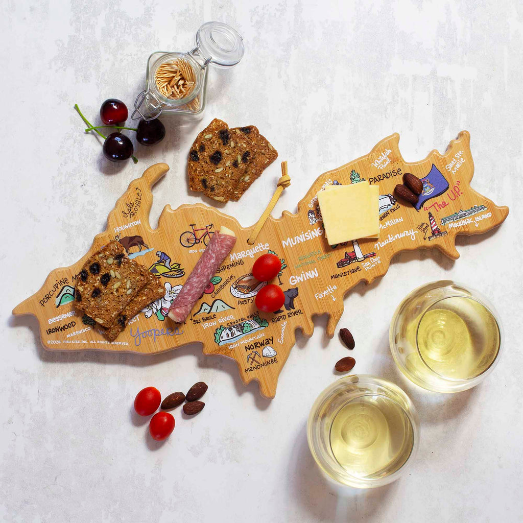 Michigan Upper Peninsula Cutting Board with Artwork by Fish Kiss™