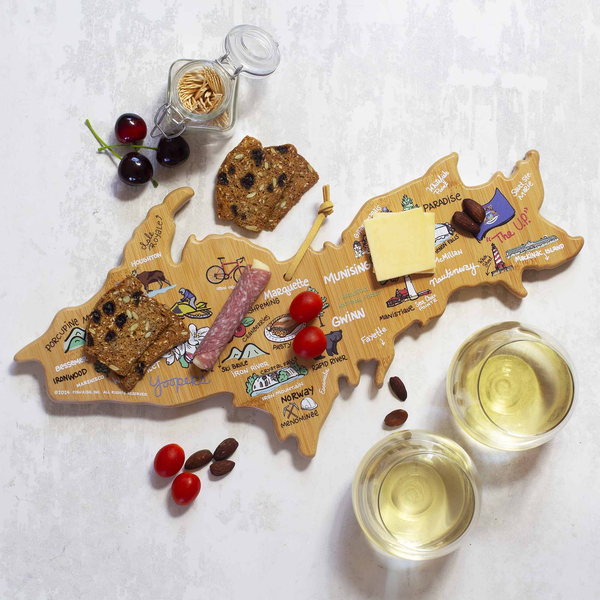 Michigan Upper Peninsula Cutting Board with Artwork by Fish Kiss™