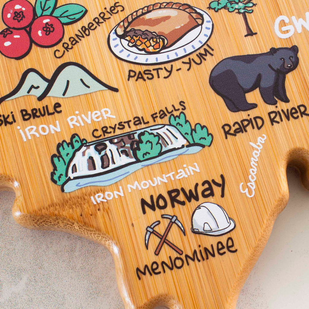 Michigan Upper Peninsula Cutting Board with Artwork by Fish Kiss™