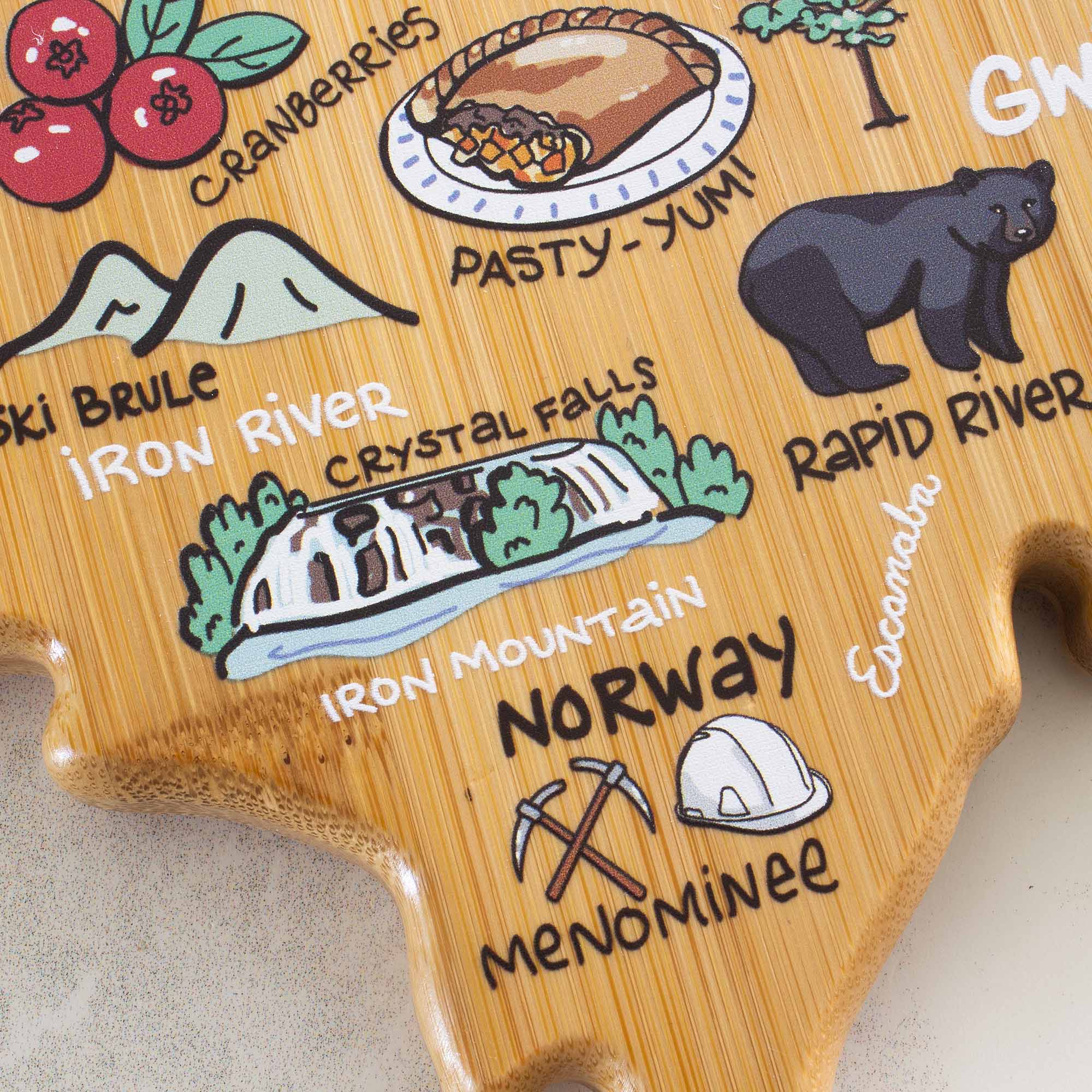 Michigan Upper Peninsula Cutting Board with Artwork by Fish Kiss™