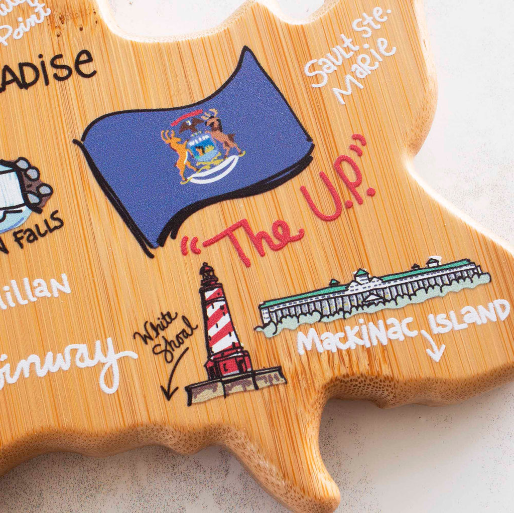 Michigan Upper Peninsula Cutting Board with Artwork by Fish Kiss™