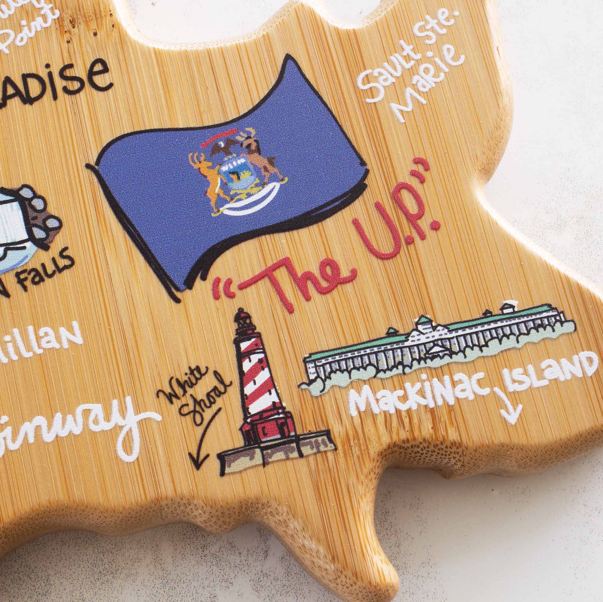 Michigan Upper Peninsula Cutting Board with Artwork by Fish Kiss™