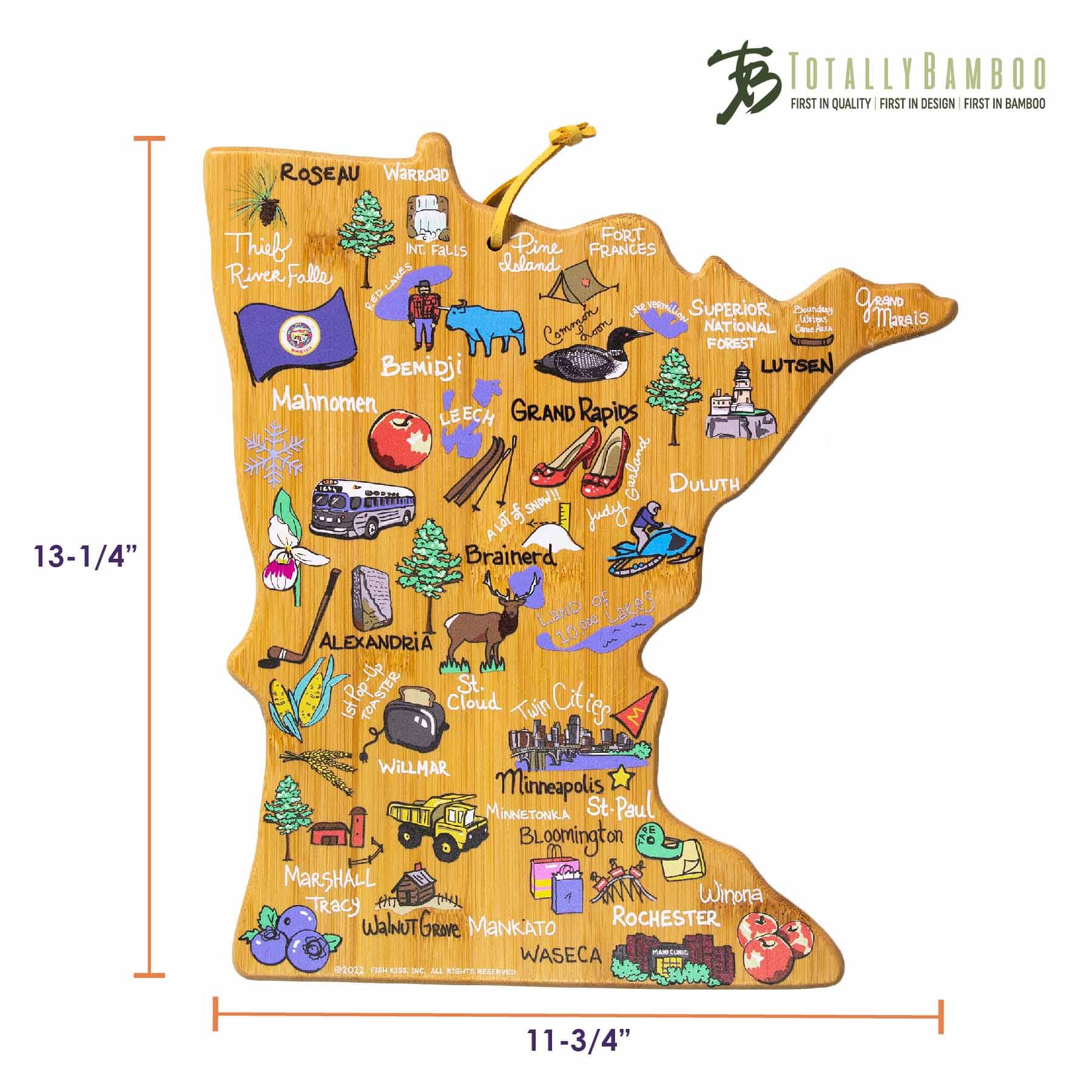 Minnesota Cutting Board with Artwork by Fish Kiss™