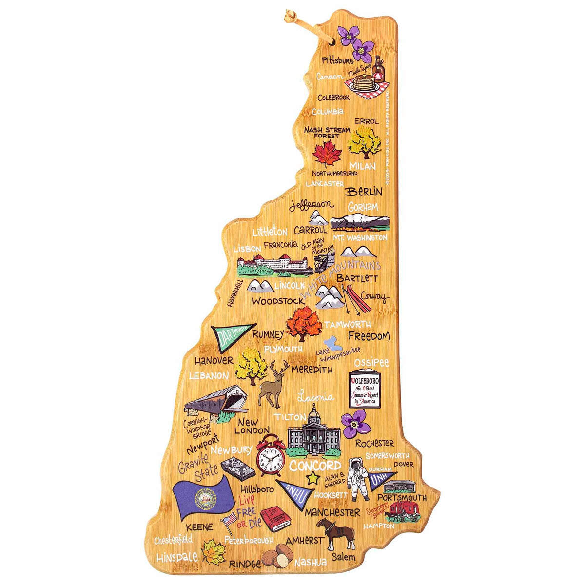 New Hampshire Cutting Board with Artwork by Fish Kiss™