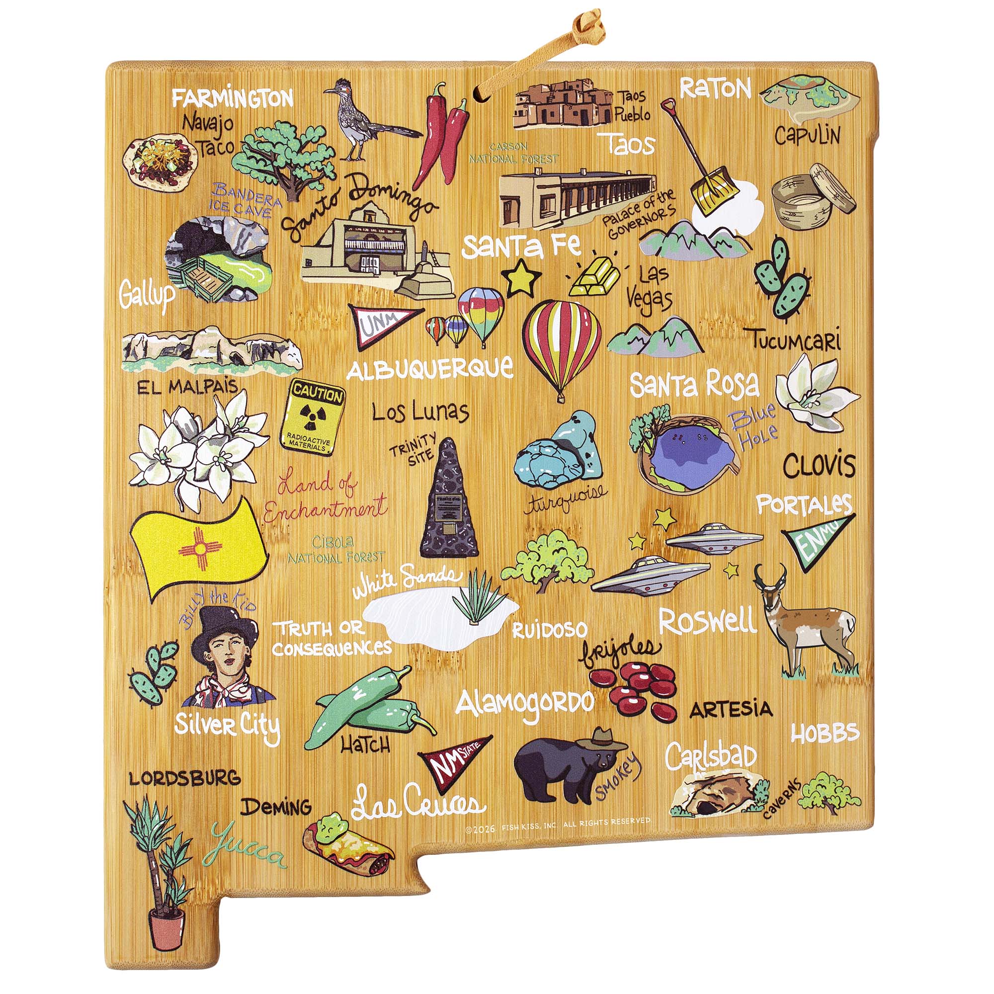 New Mexico Cutting Board with Artwork by Fish Kiss™