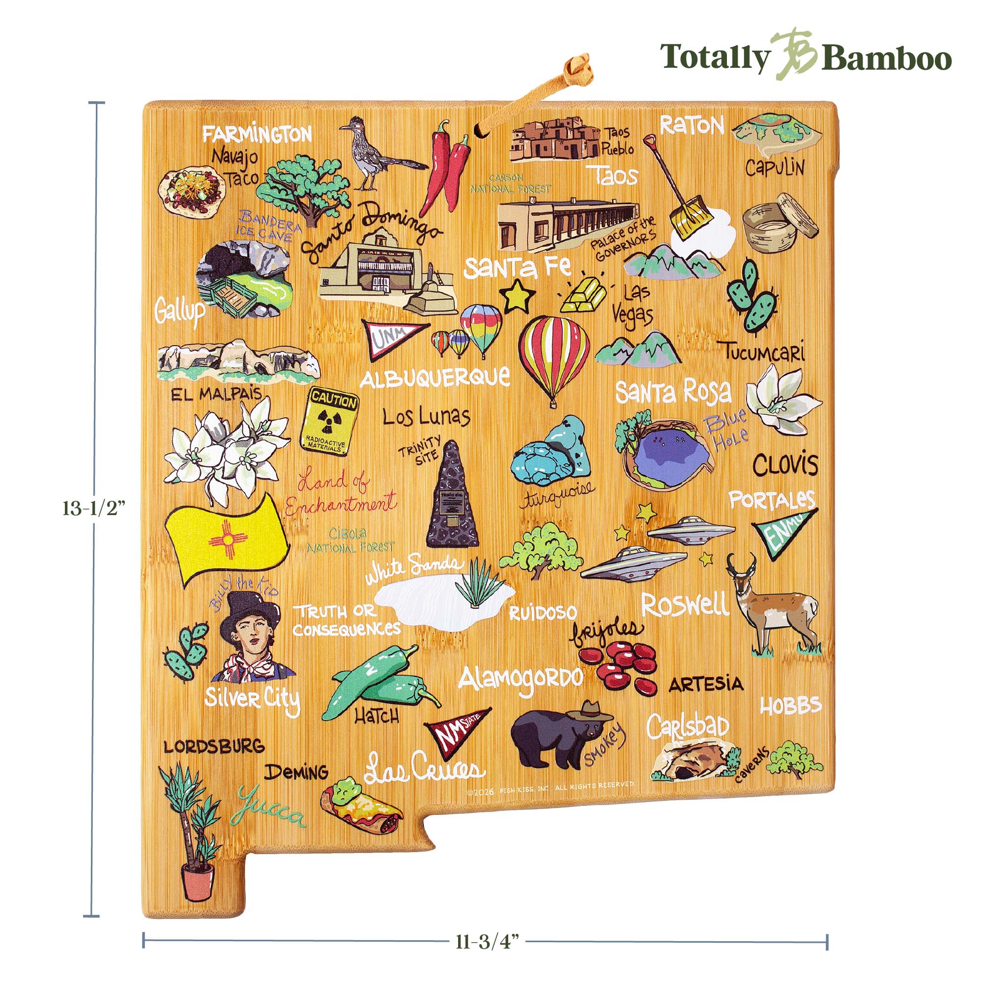 New Mexico Cutting Board with Artwork by Fish Kiss™