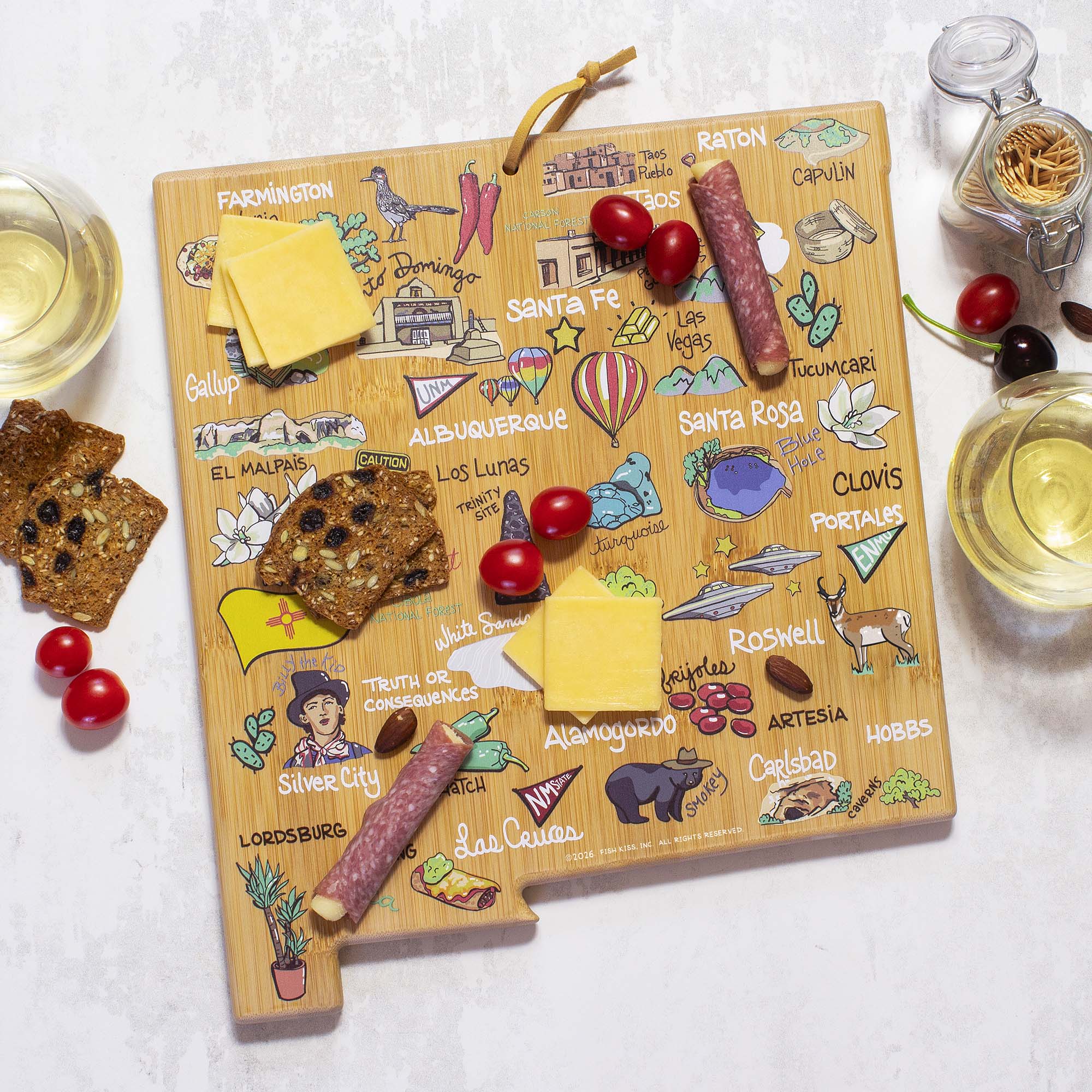 New Mexico Cutting Board with Artwork by Fish Kiss™