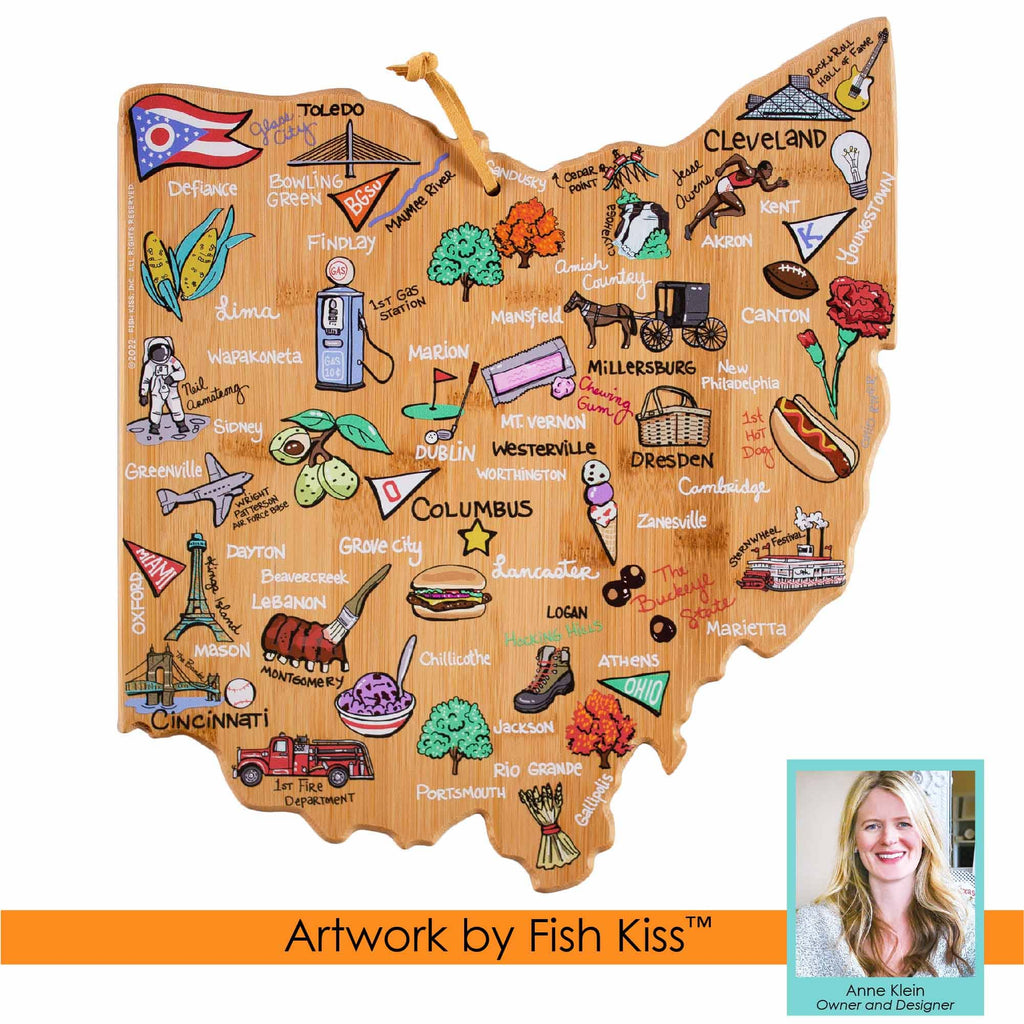 Ohio Cutting Board with Artwork by Fish Kiss™