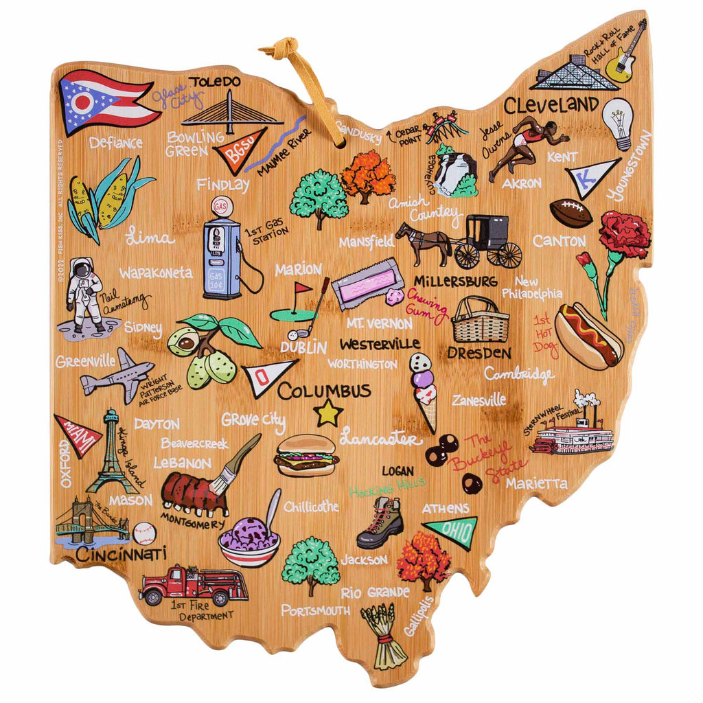 Ohio Cutting Board with Artwork by Fish Kiss™