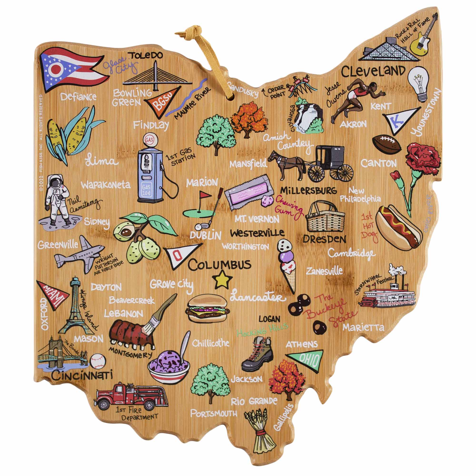 Ohio Cutting Board with Artwork by Fish Kiss™