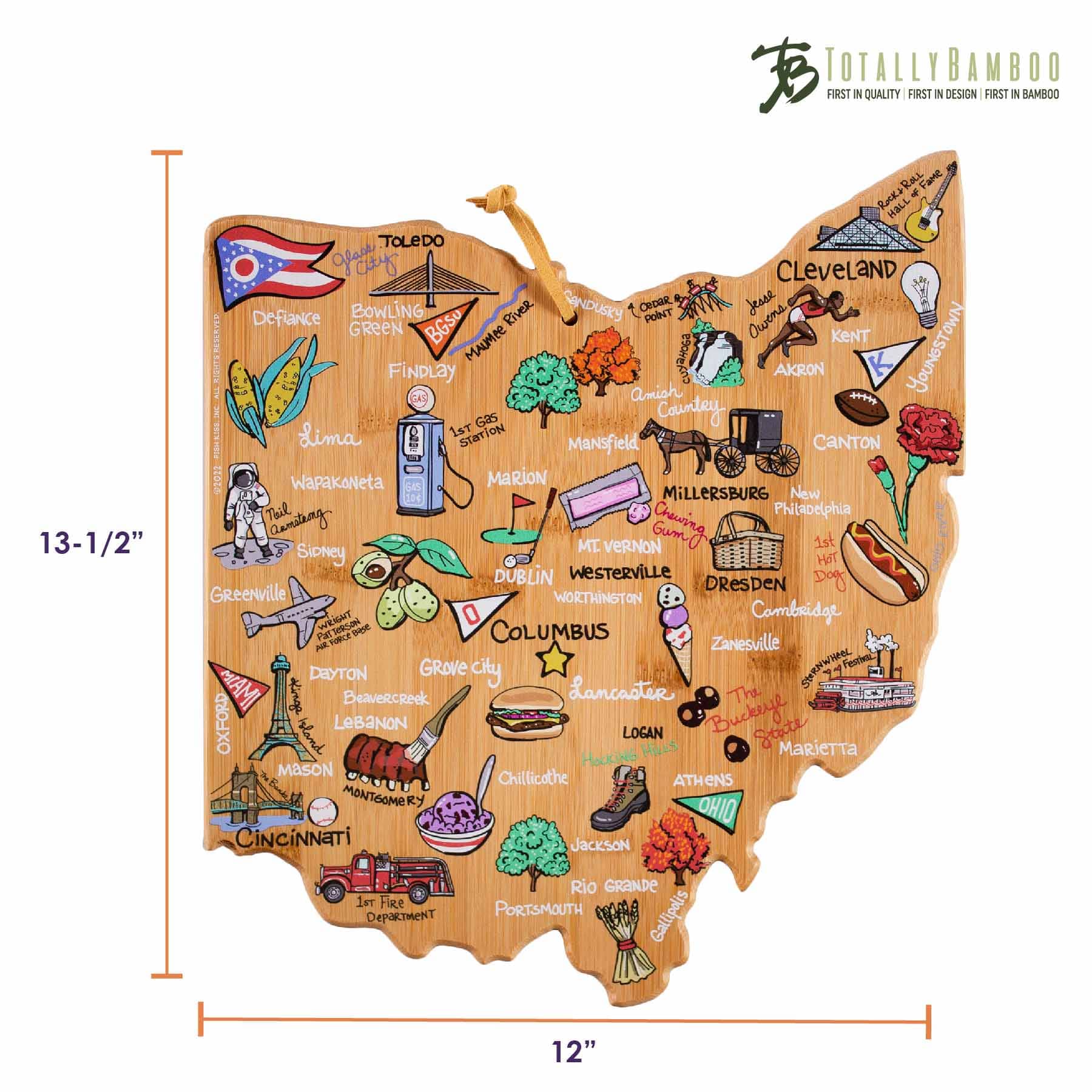 Ohio Cutting Board with Artwork by Fish Kiss™
