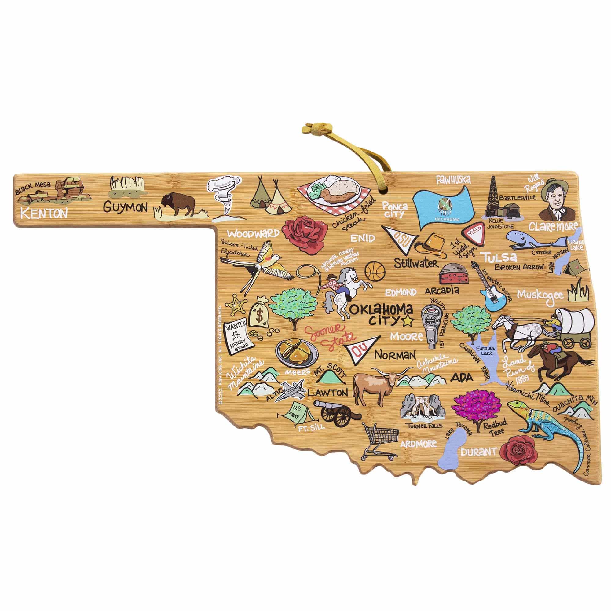 Oklahoma Cutting Board with Artwork by Fish Kiss™