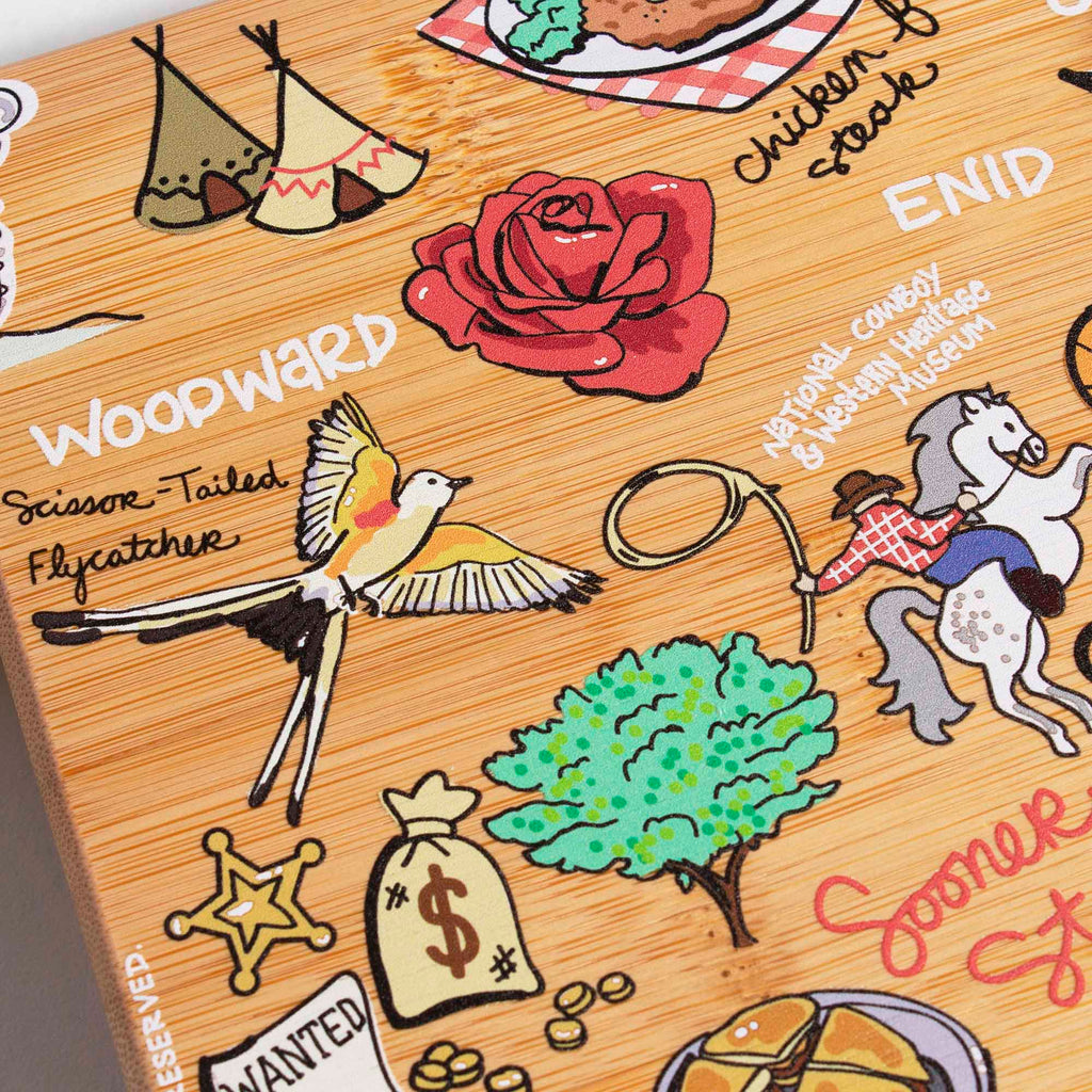Oklahoma Cutting Board with Artwork by Fish Kiss™