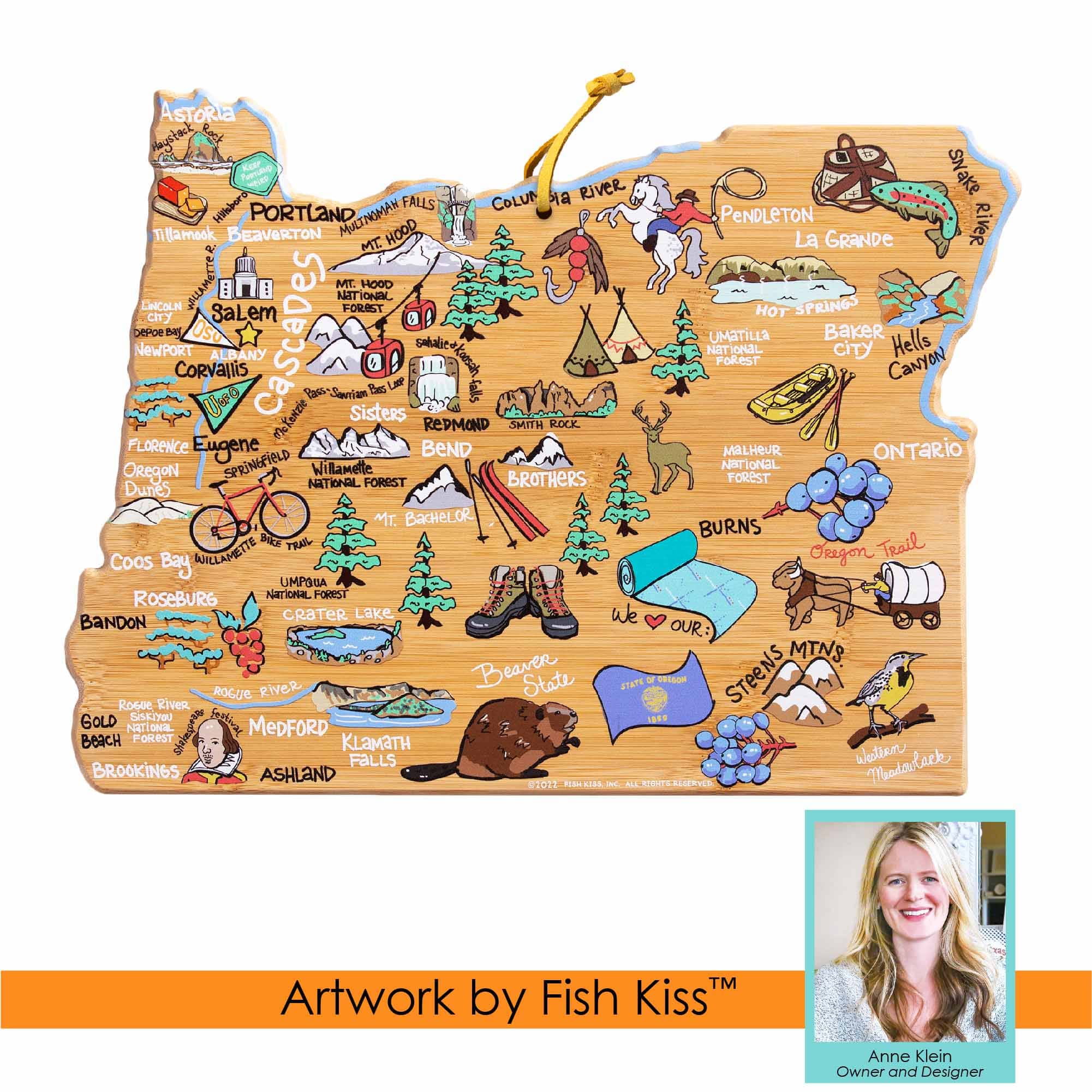 Oregon Cutting Board with Artwork by Fish Kiss™