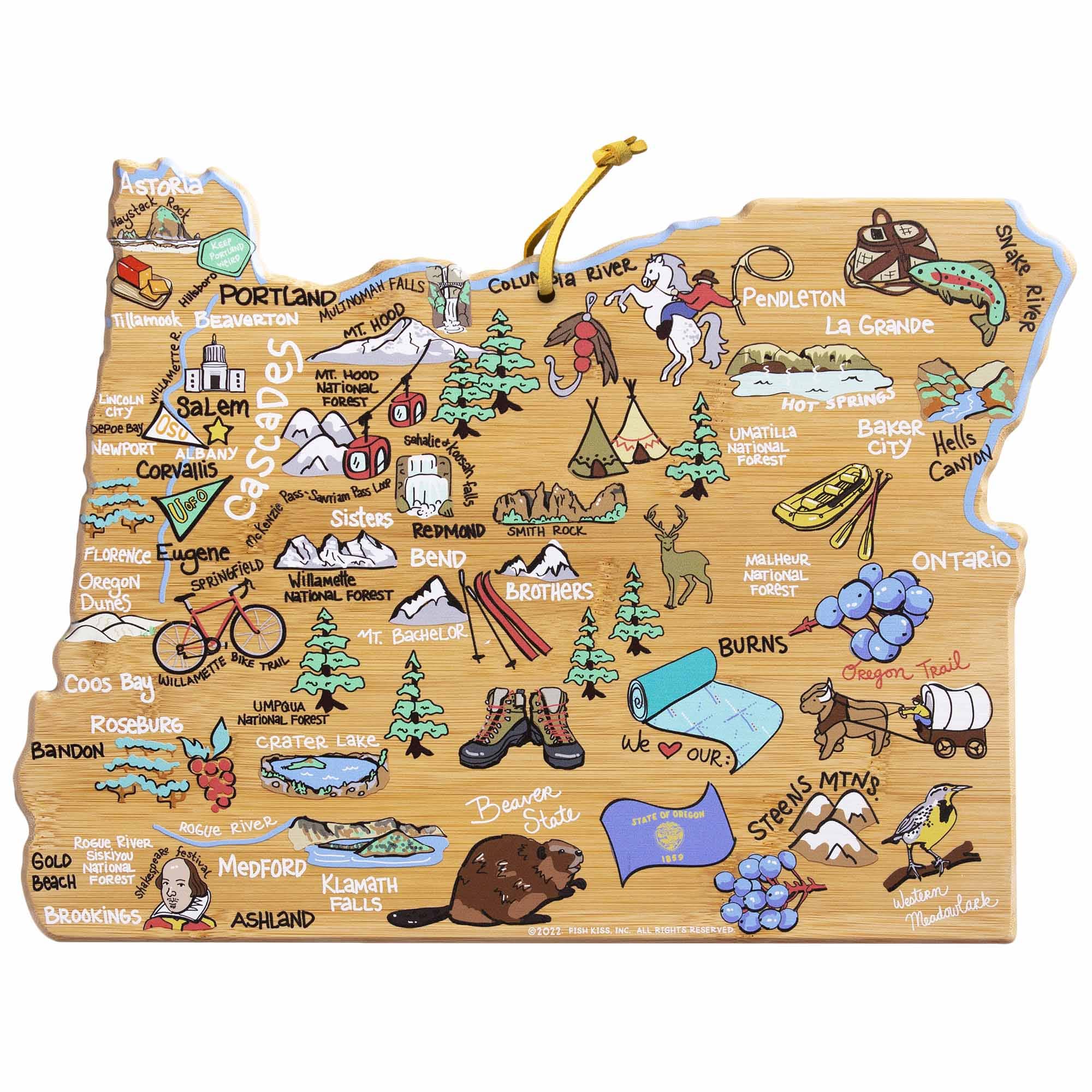 Oregon Cutting Board with Artwork by Fish Kiss™