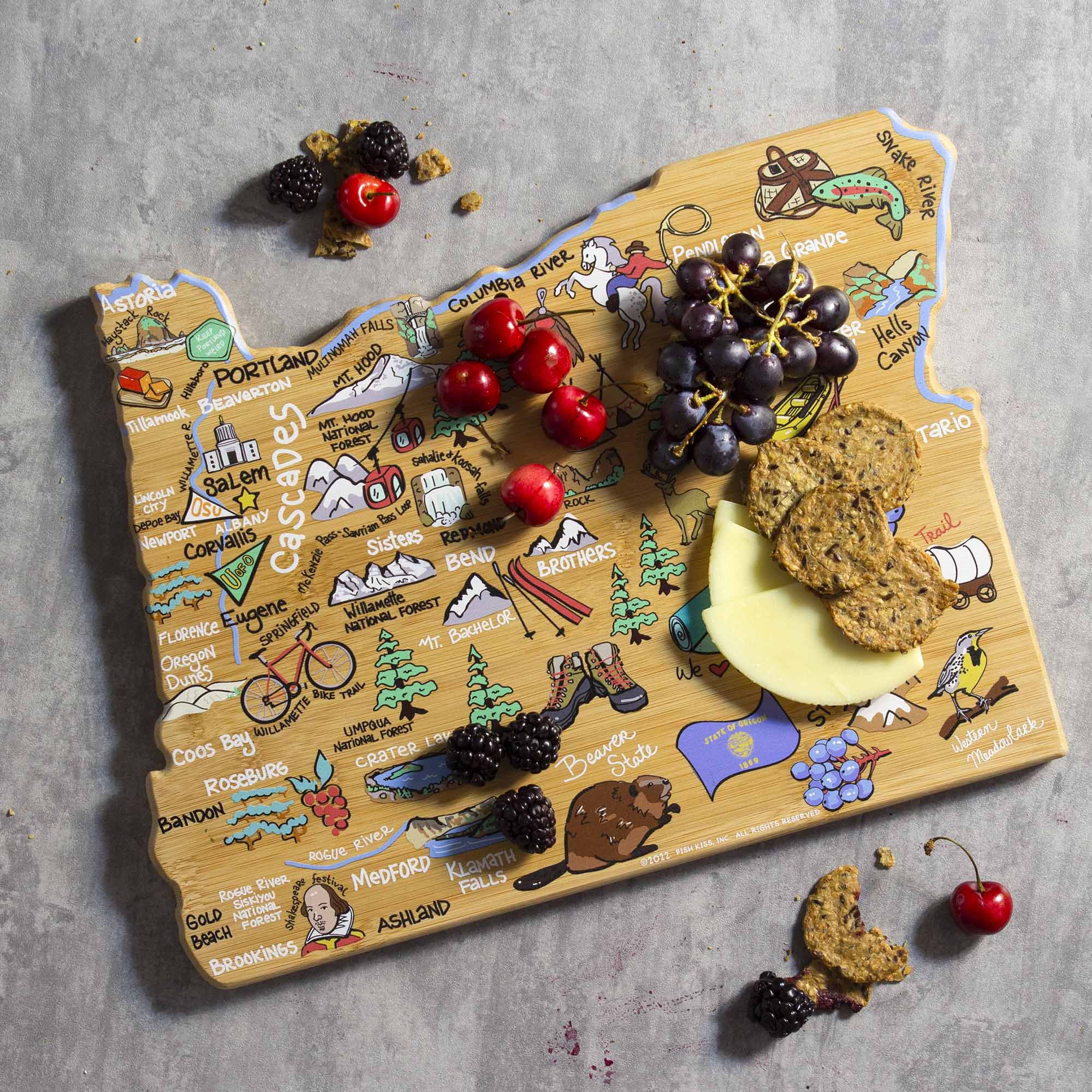 Oregon Cutting Board with Artwork by Fish Kiss™