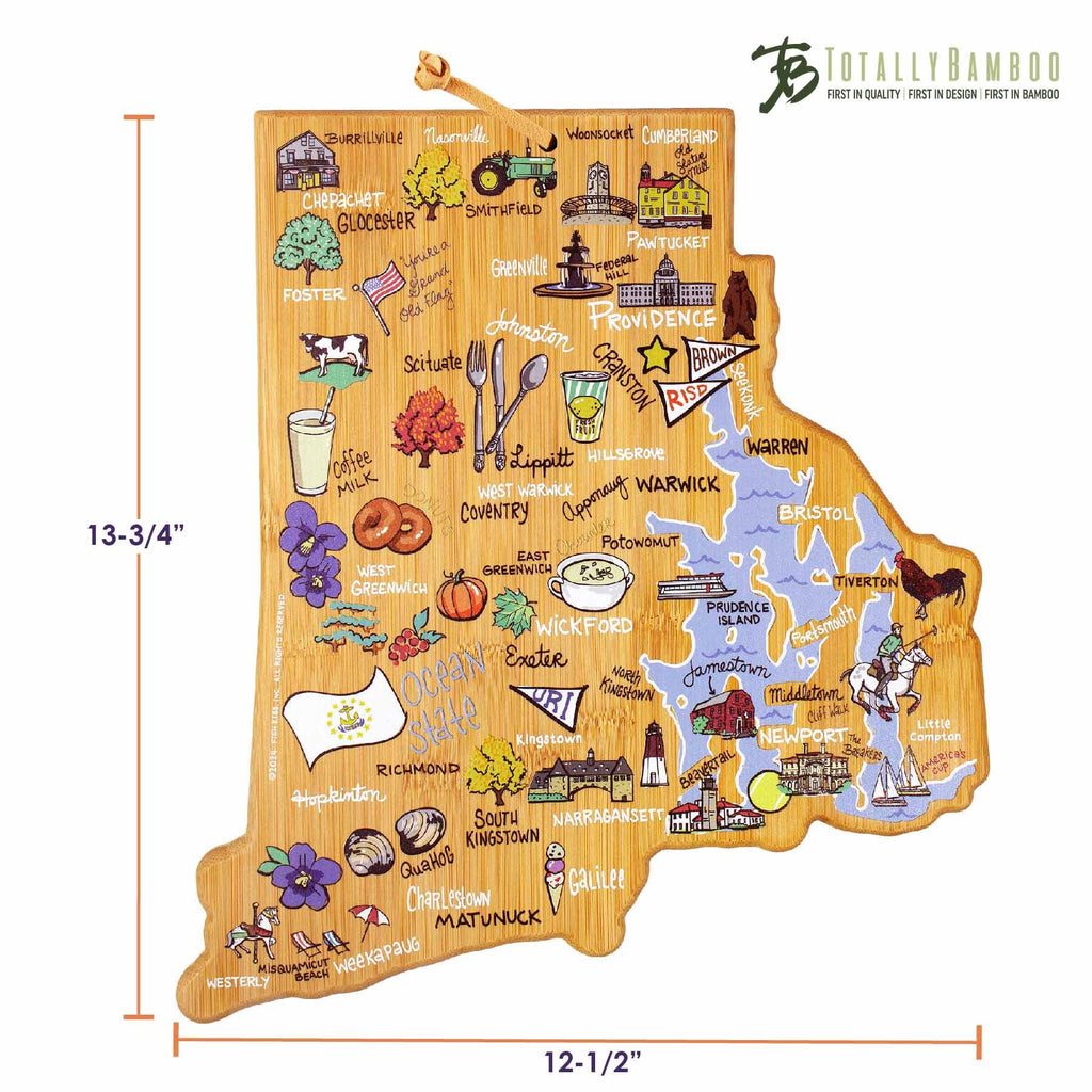 Rhode Island Cutting Board with Artwork by Fish Kiss™