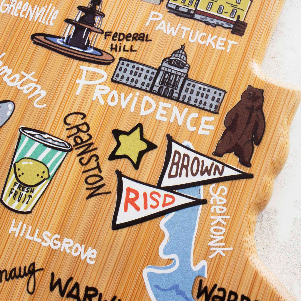 Rhode Island Cutting Board with Artwork by Fish Kiss™