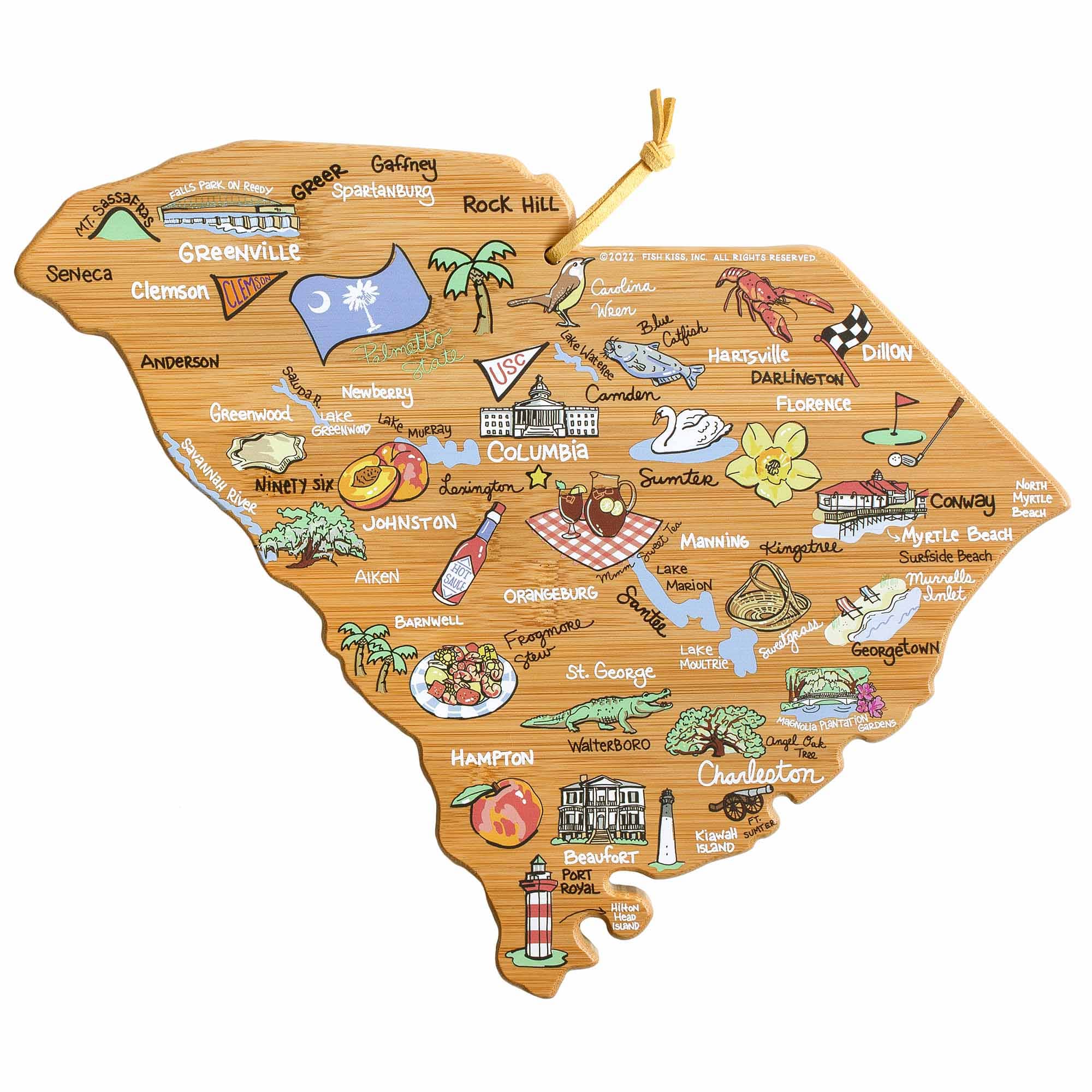South Carolina Cutting Board with Artwork by Fish Kiss™