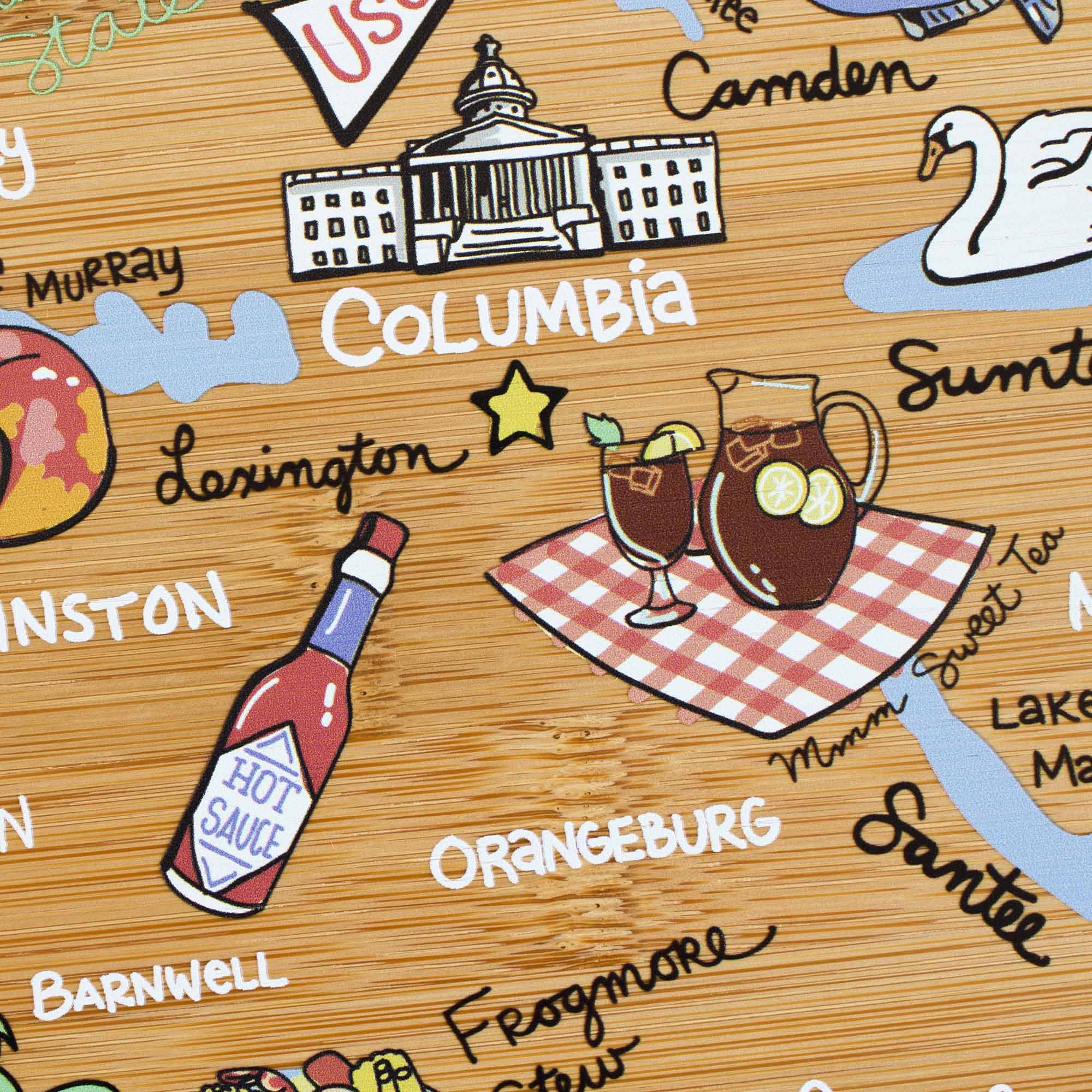 South Carolina Cutting Board with Artwork by Fish Kiss™