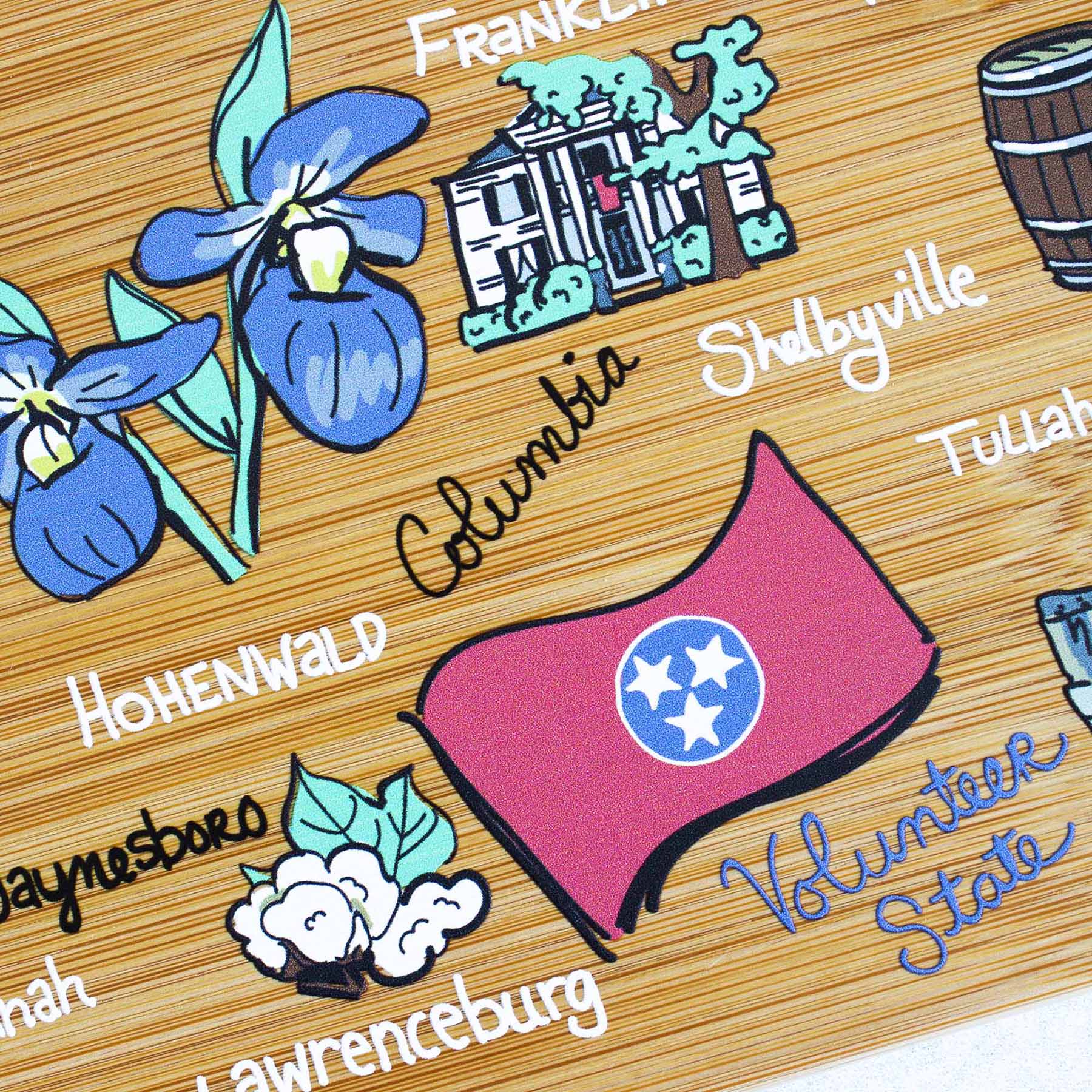 Tennessee Cutting Board with Artwork by Fish Kiss™