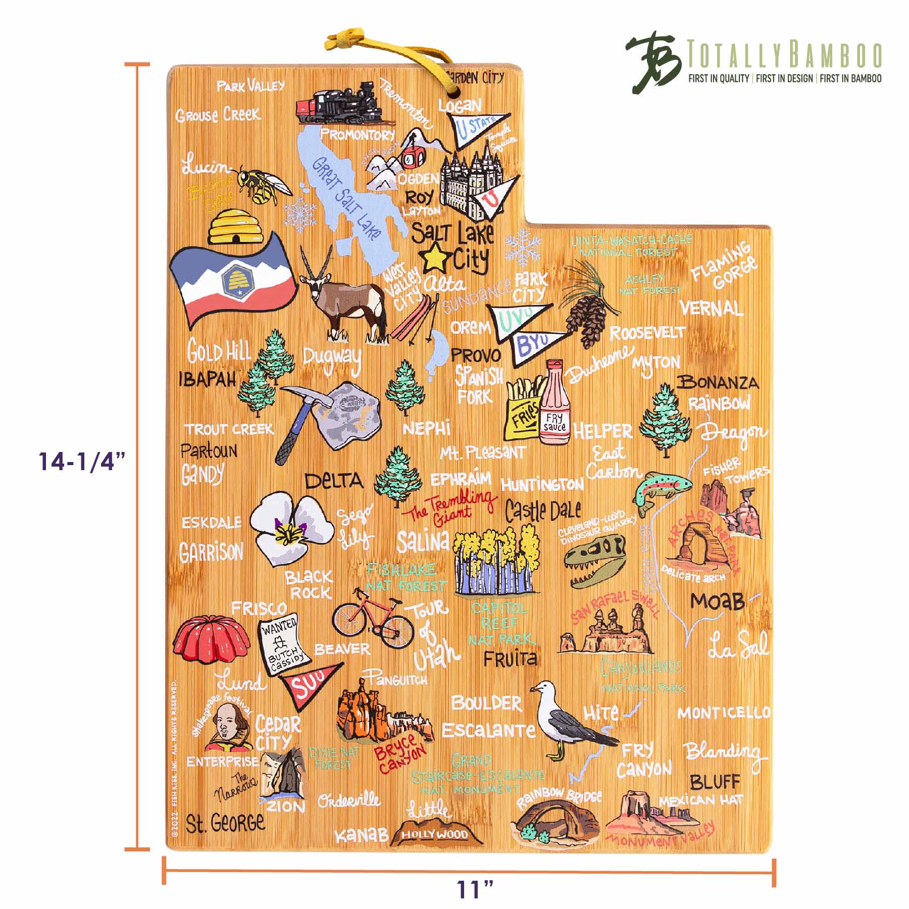 Utah Cutting Board with Artwork by Fish Kiss™