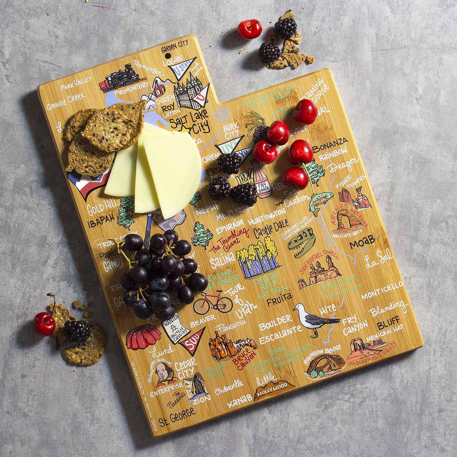Utah Cutting Board with Artwork by Fish Kiss™