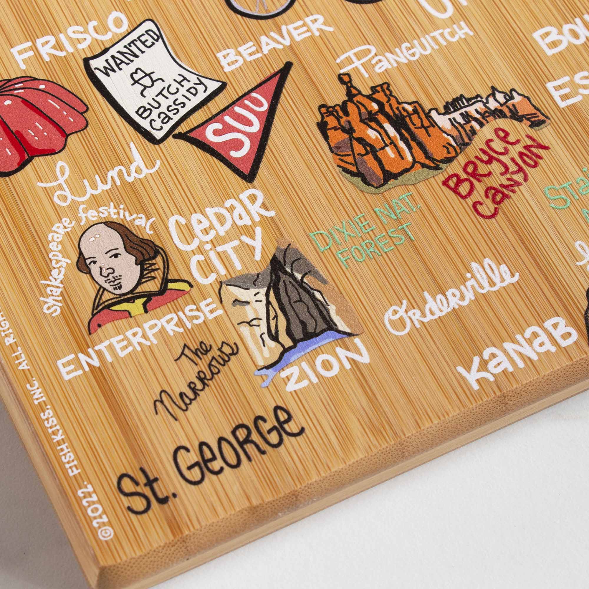 Utah Cutting Board with Artwork by Fish Kiss™