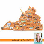 Virginia Cutting Board with Artwork by Fish Kiss™