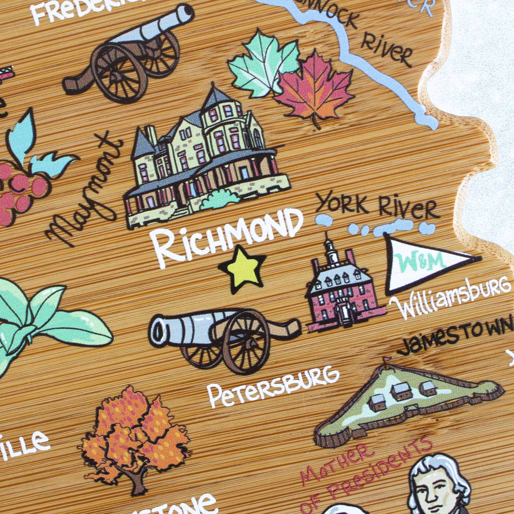 Virginia Cutting Board with Artwork by Fish Kiss™