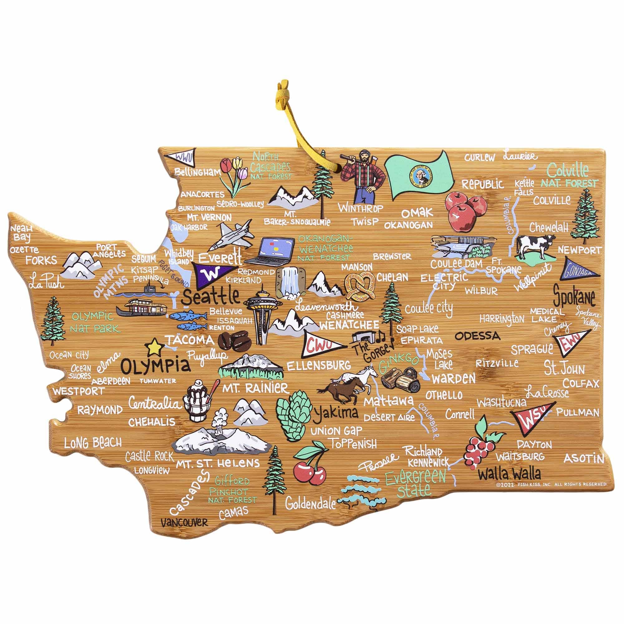 Washington Cutting Board with Artwork by Fish Kiss™