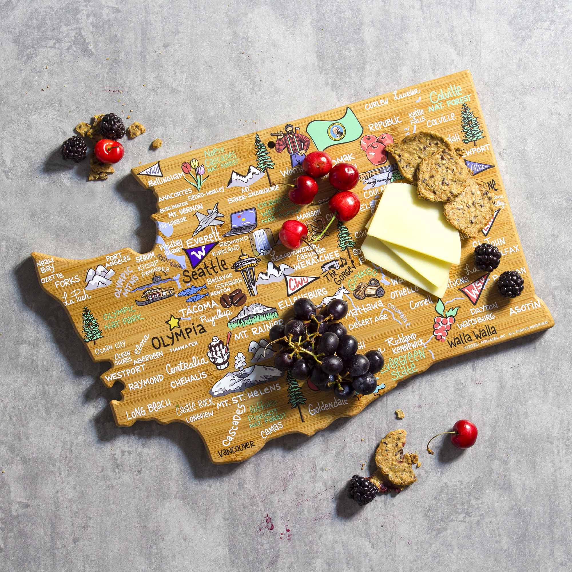 Washington Cutting Board with Artwork by Fish Kiss™