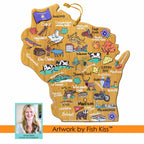 Wisconsin Cutting Board with Artwork by Fish Kiss™